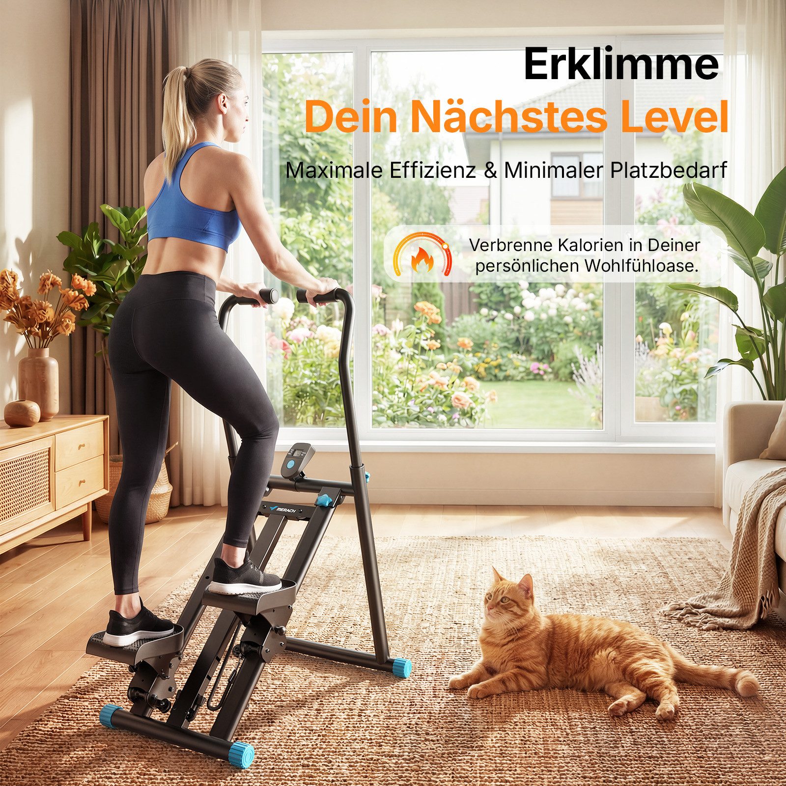 MERACH Stepper Stair Stepper Heimtrainer Klettergerät bis 150 kg, Fitness für Zuhause (mit LCD-Anzeige & Echtzeit-Tracking, 1-tlg., 3 Widerstandsstufen, Fitness – Bild 5 von 5