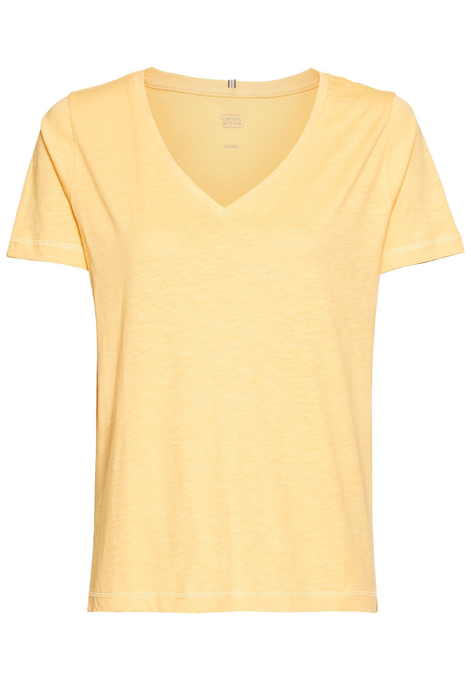camel active T-Shirt aus reiner Baumwolle Kurzarm V-Ausschnitt günstig online kaufen