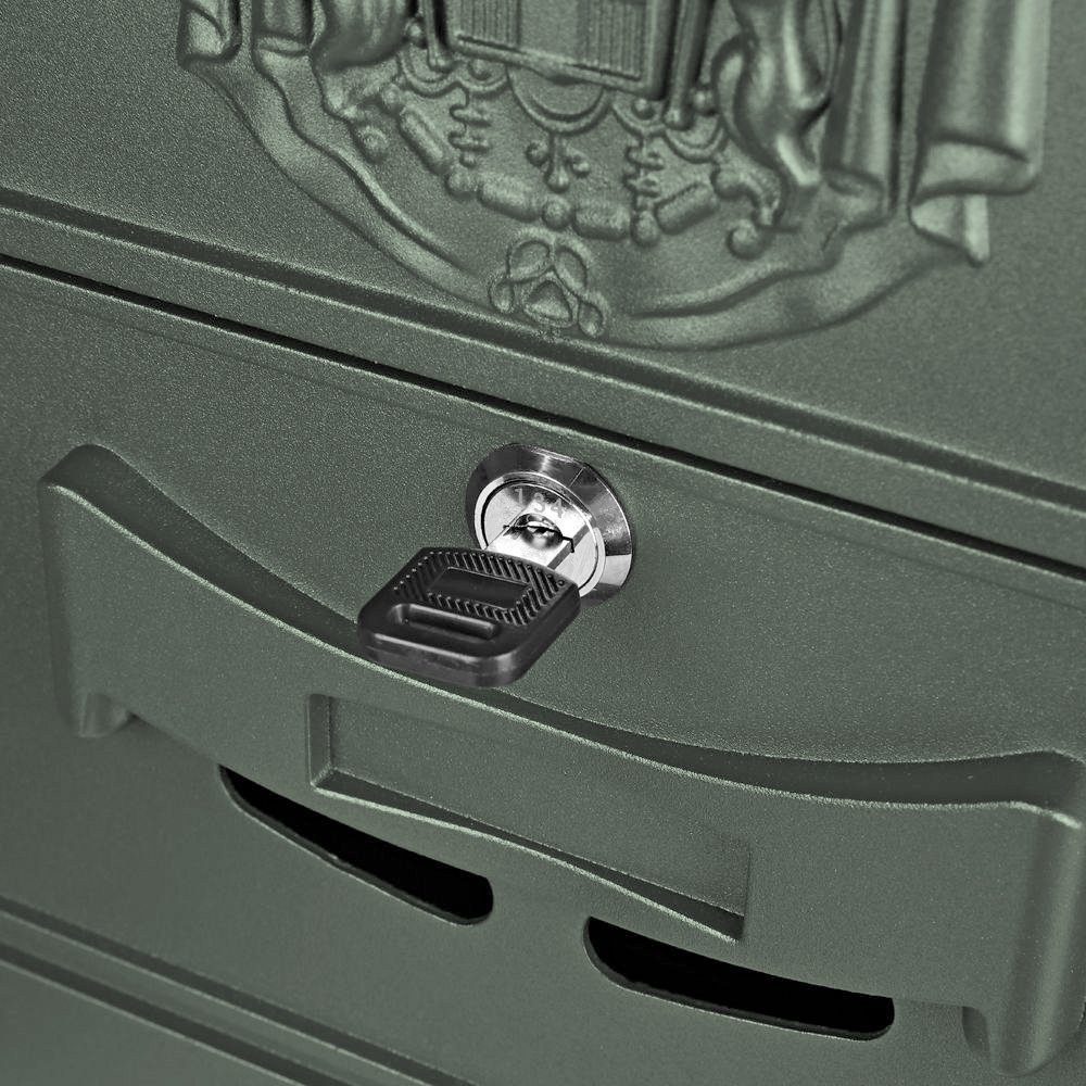 Schlüssel Wandbriefkasten Postkasten Briefkastenanlage 2 Letterbox (Stück), Wandmontage Wandbriefkasten Briefbox Retro Briefkasten Nostalgie Antik Vintage UK Mailbox Melko Grün inkl. Englisch Post