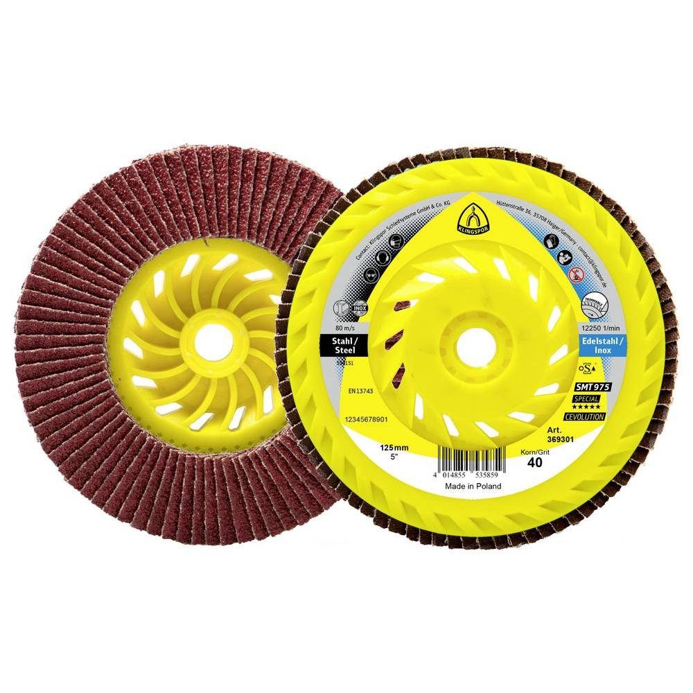 Klingspor Schleifaufsatz SMT 975 Schleifmopteller Gewinde M 14 Keramik, 125 mm Korn 40 gewölbt