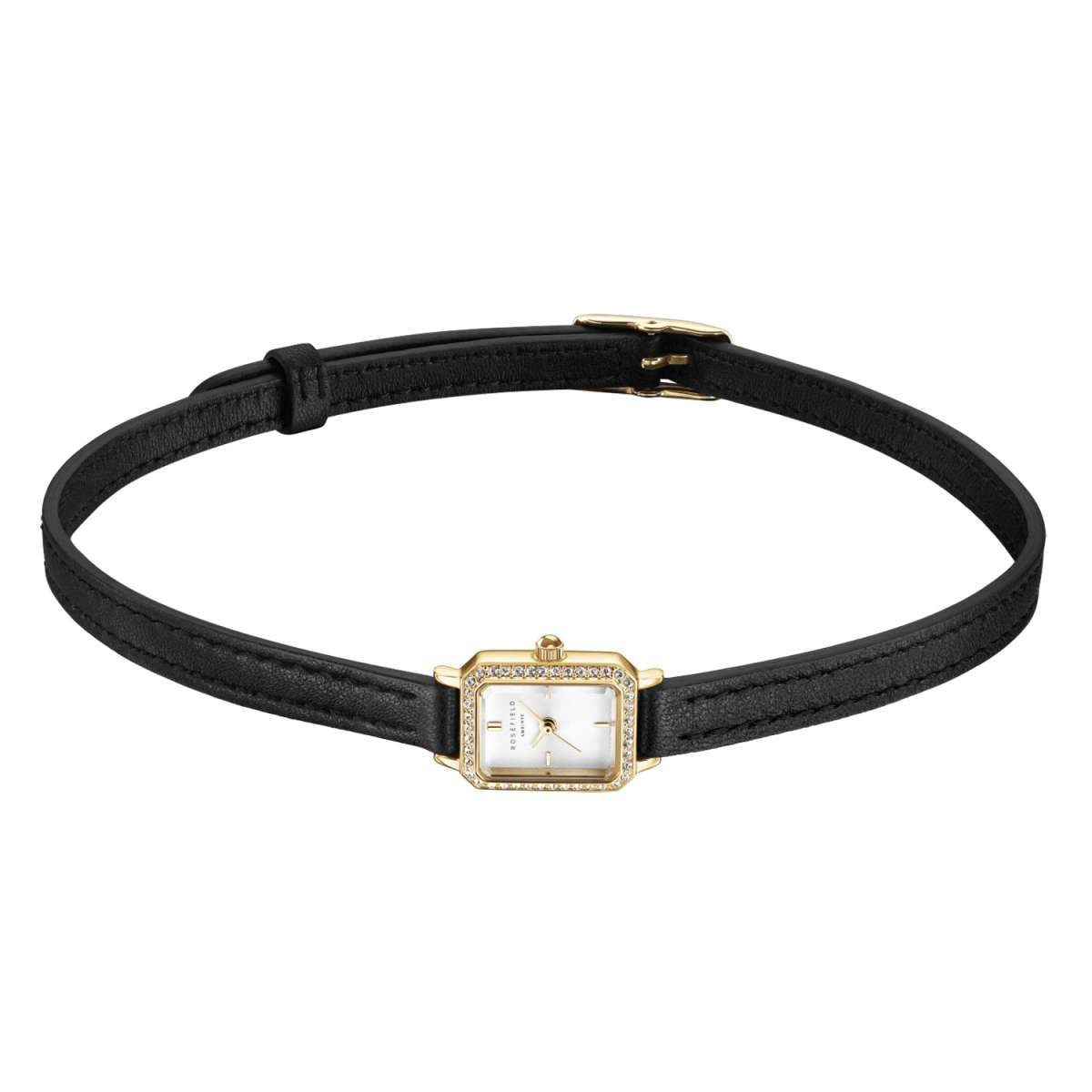 ROSEFIELD Quarzuhr STWBLG-ST03, Damenuhr Choker Studio Schwarz/Goldfarben