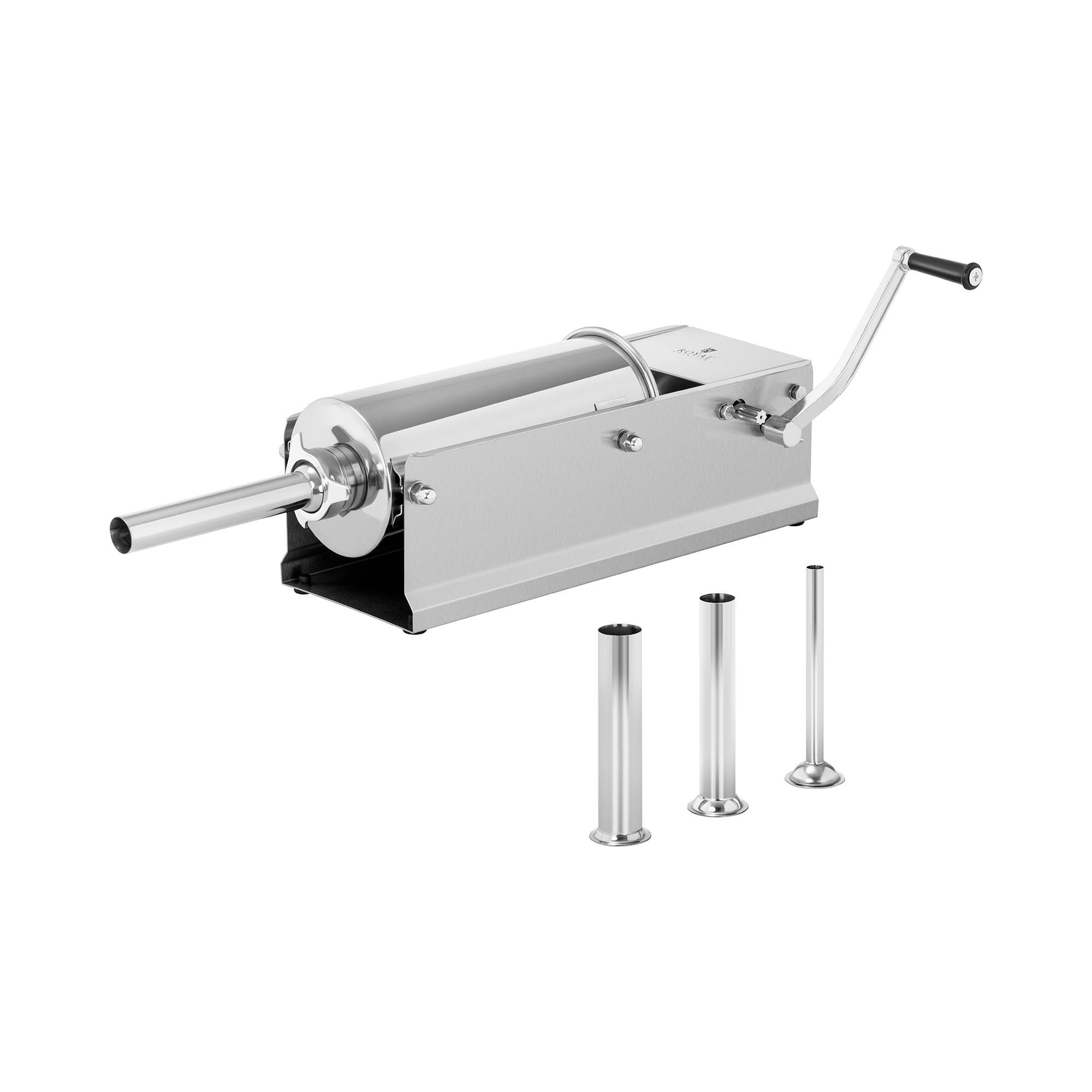 Royal Catering Wurstfüllaufsatz 5 L Wurstfüller horizontal Wurstfüllmaschine Wurstpresse Edelstahl, verschiedene Größen