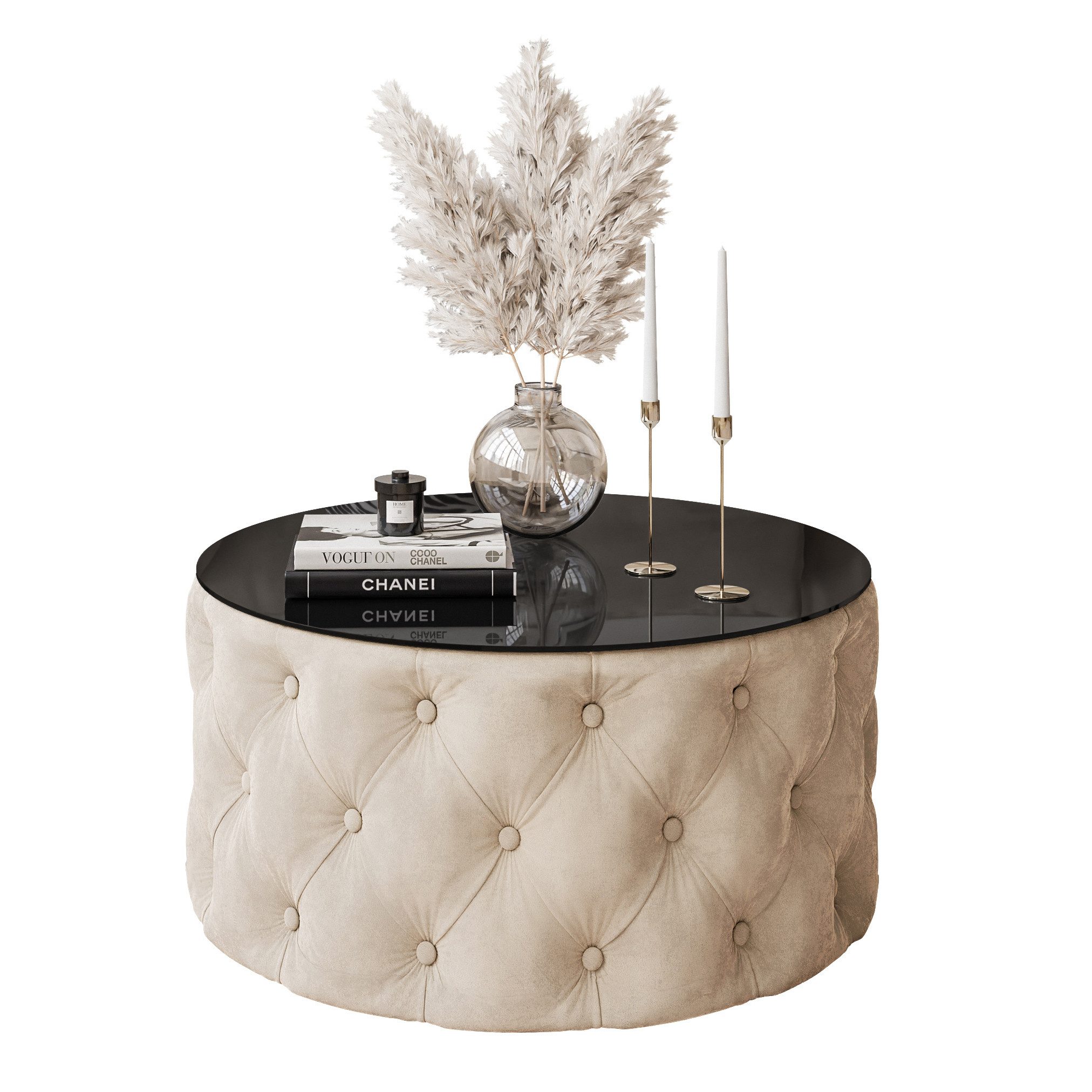 Lookway Couchtisch CHESTERFIELD 70 cm runder gepolsterter couchtisch günstig online kaufen