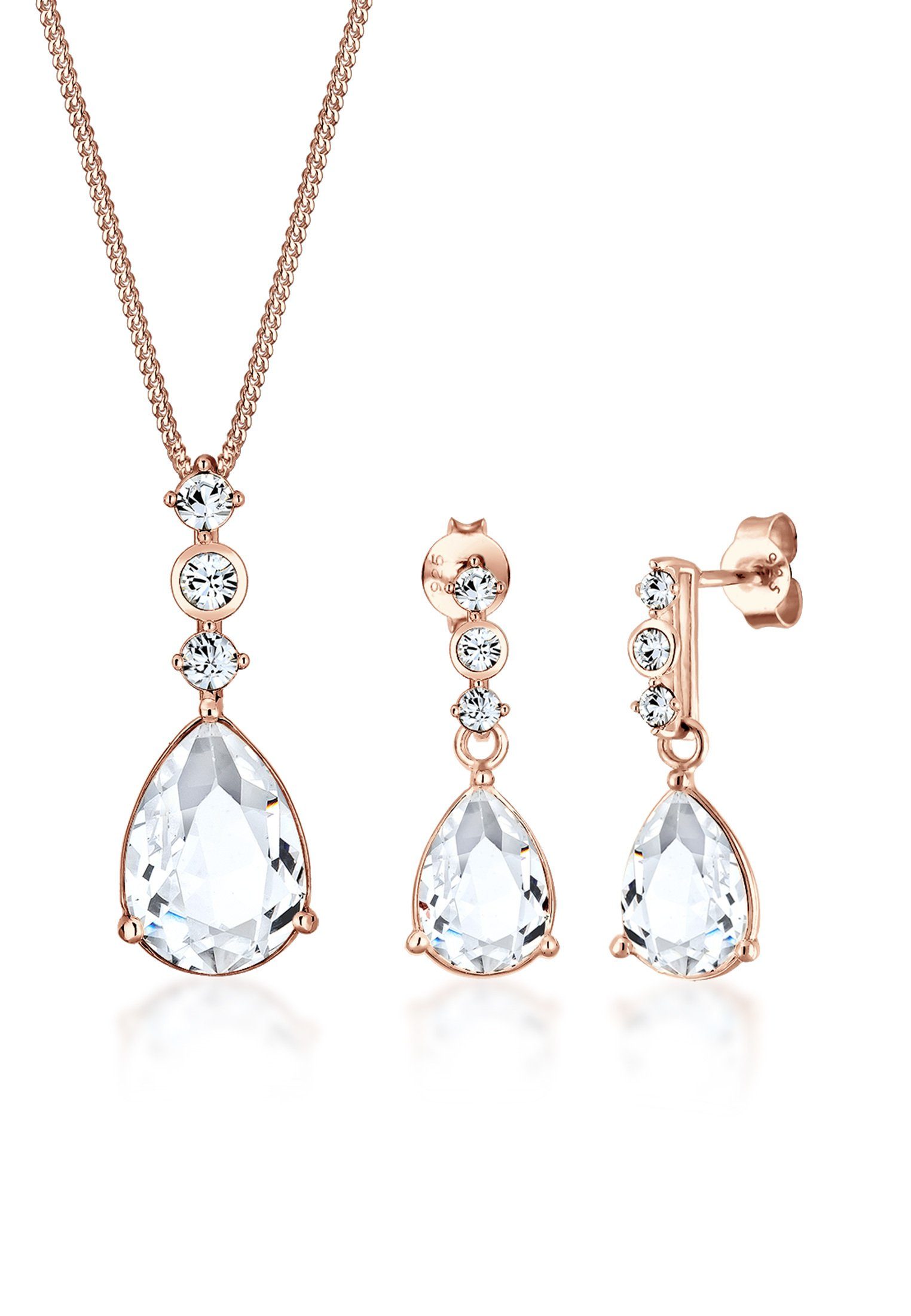 Elli Premium Schmuckset Tropfen Weiß 925 Silber, mit Kristallen von Swarovs günstig online kaufen