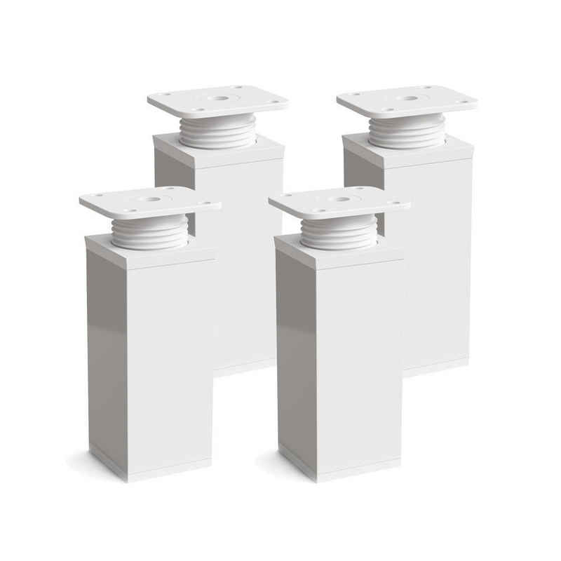 sossai® Möbelfuß »Design-Möbelfüße, 4er & 8er Set, höhenverstellbar MFV1, Farbe: Weiß«, (4-St)