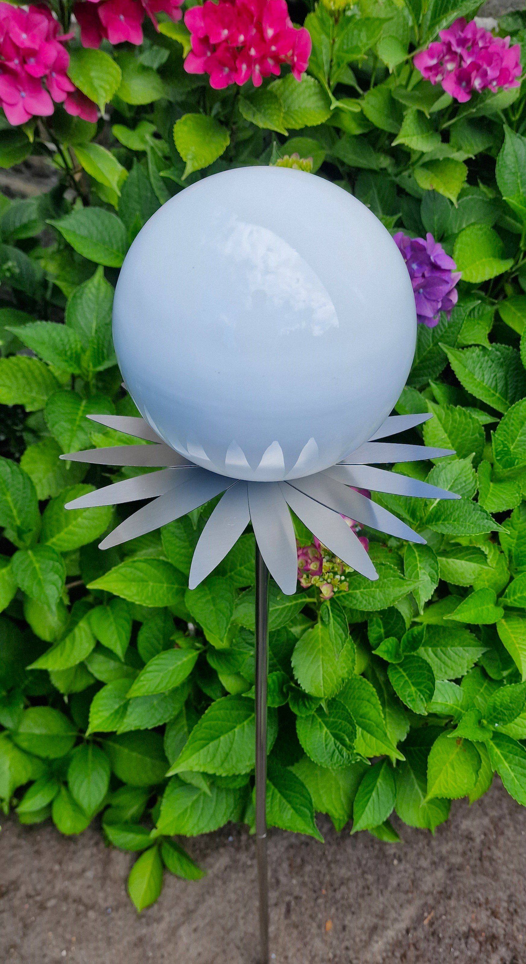 Jürgen Bocker Garten-Ambiente Gartenstecker poliert cm Garten Rosenkugel Edelstahl 15 Blütenzauber Stab mit Milano weiß cm 80