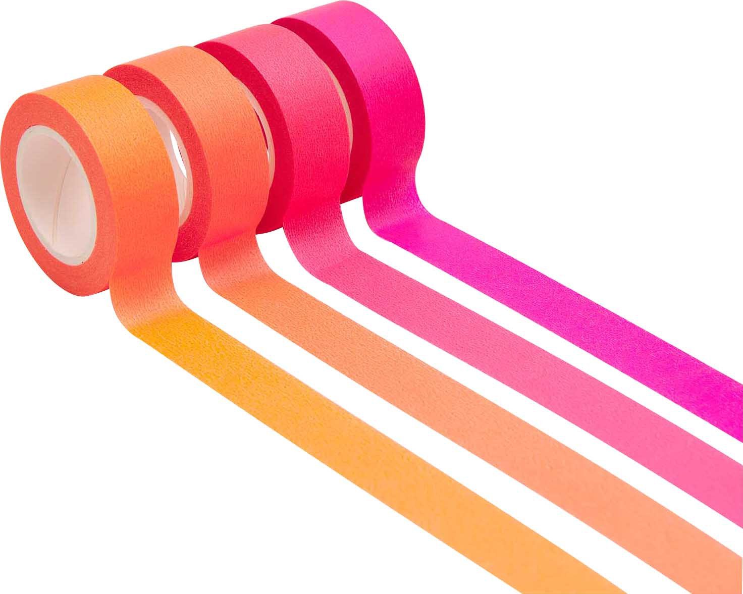 Rico Design Klebeband Tape-Set Neon Rottöne 4 Stück