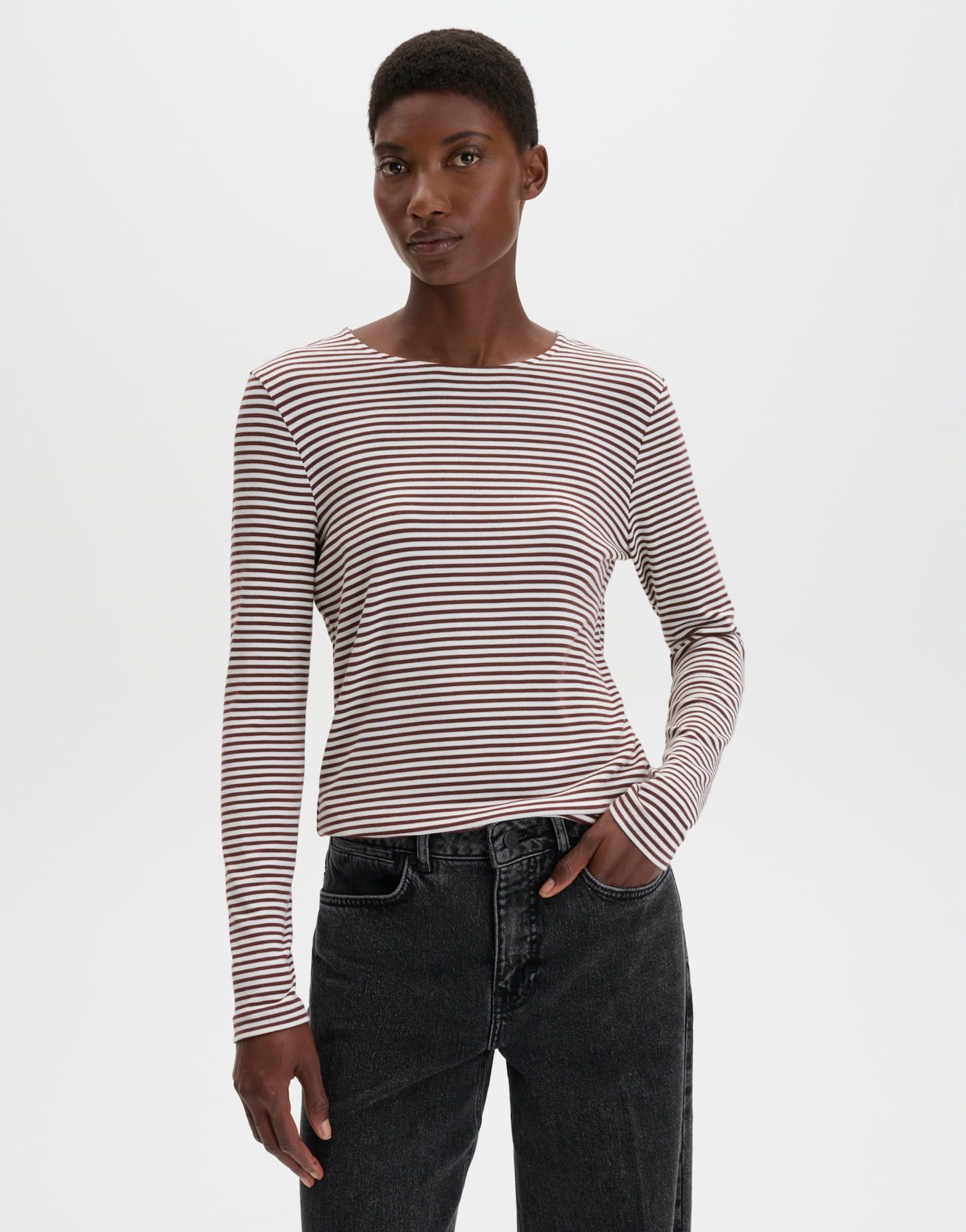 someday Langarmshirt Kamaja aus weichem Jersey mit Streifenmuster Figurbetonter Schnitt und als Basic vielseitig einsetzbar