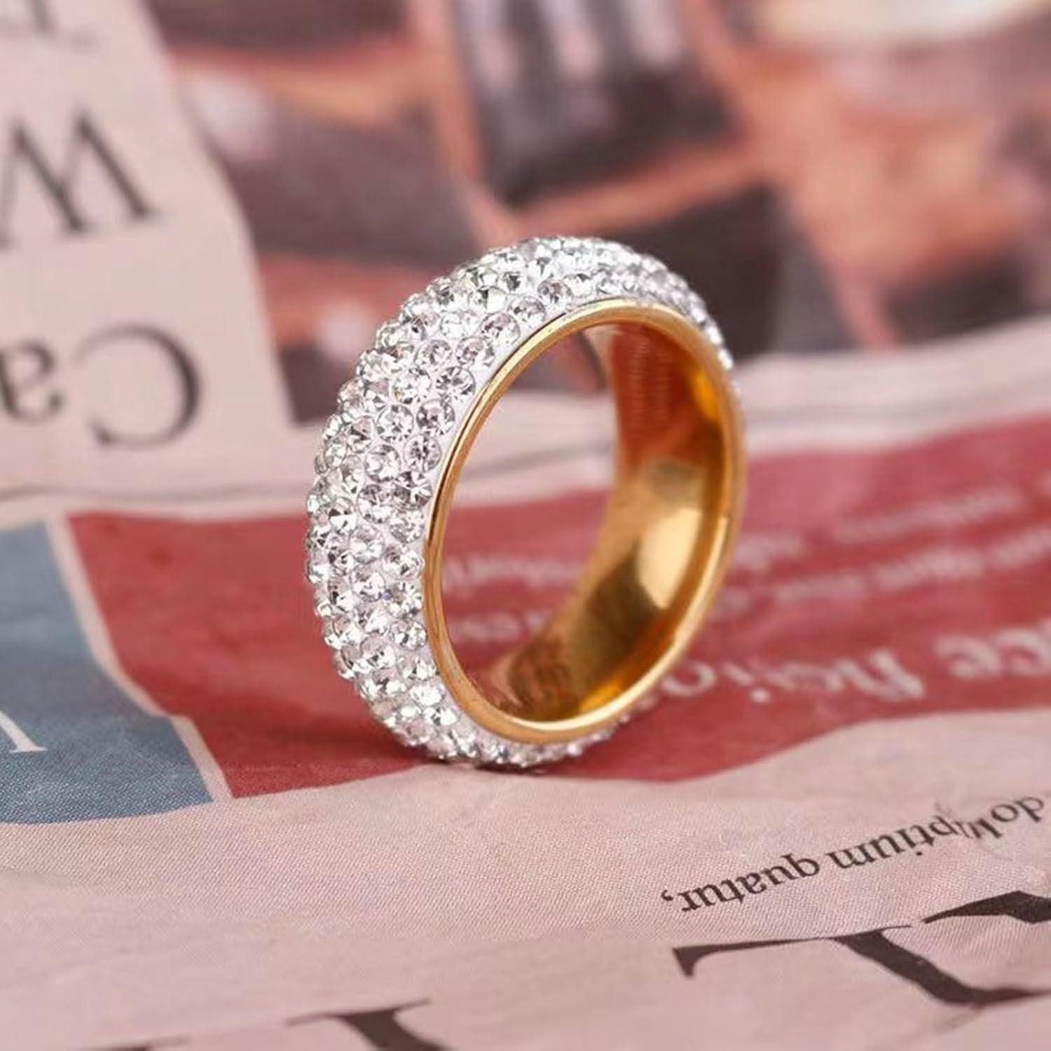 LuxusKollektion Trauring Ringe Edelstahl Herren 8mm Zirkon Silber Ehering Gold 63 (20.1)