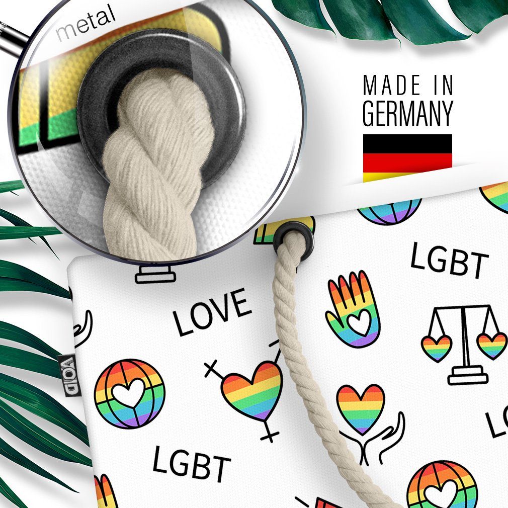 gleichberechtigung herzen pride gay Regenbogen Strandtasche Pride Herz (1-tlg), Hand schwul VOID