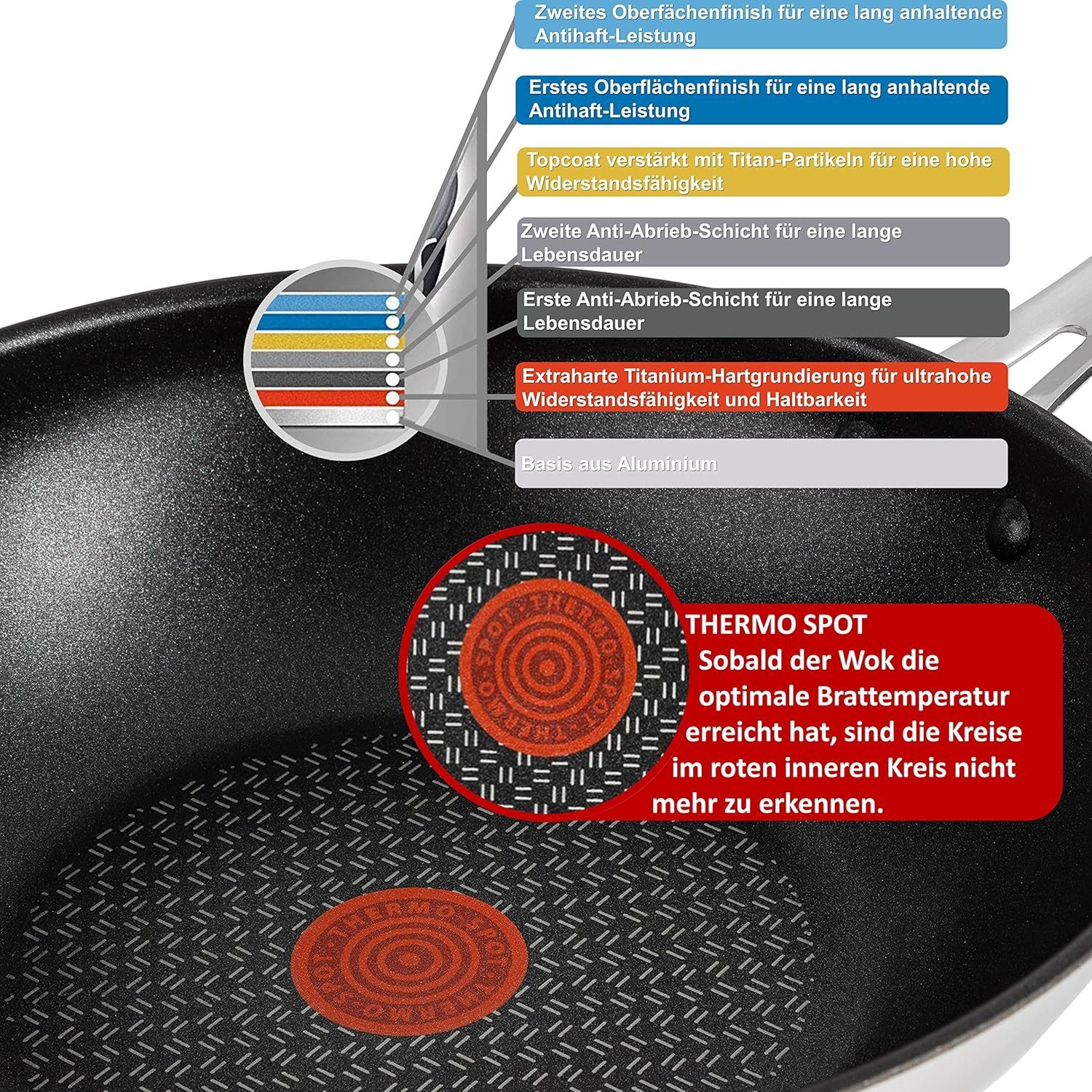 Tefal Pfannen-Set Jamie Oliver E76 Schmorpfanne mit Deckel 25cm + Wok pfanne 28cm Set8, Edelstahl 18/10 (Pfanne, Bratpfannen Set, Pfannenset, Wok, Wokpfanne, Sc – Bild 4 von 5