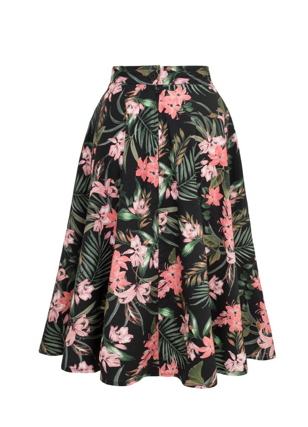 Hell Bunny A-Linien-Rock Calypso 50's Tropical Swing Skirt Vintage Blumenmuster Retro Tellerrock