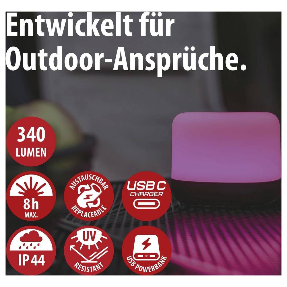 Brennenstuhl LED Gartenleuchte RGB GL 100 ASR LED Camping-Leuchte 340 lm akkubetrieben