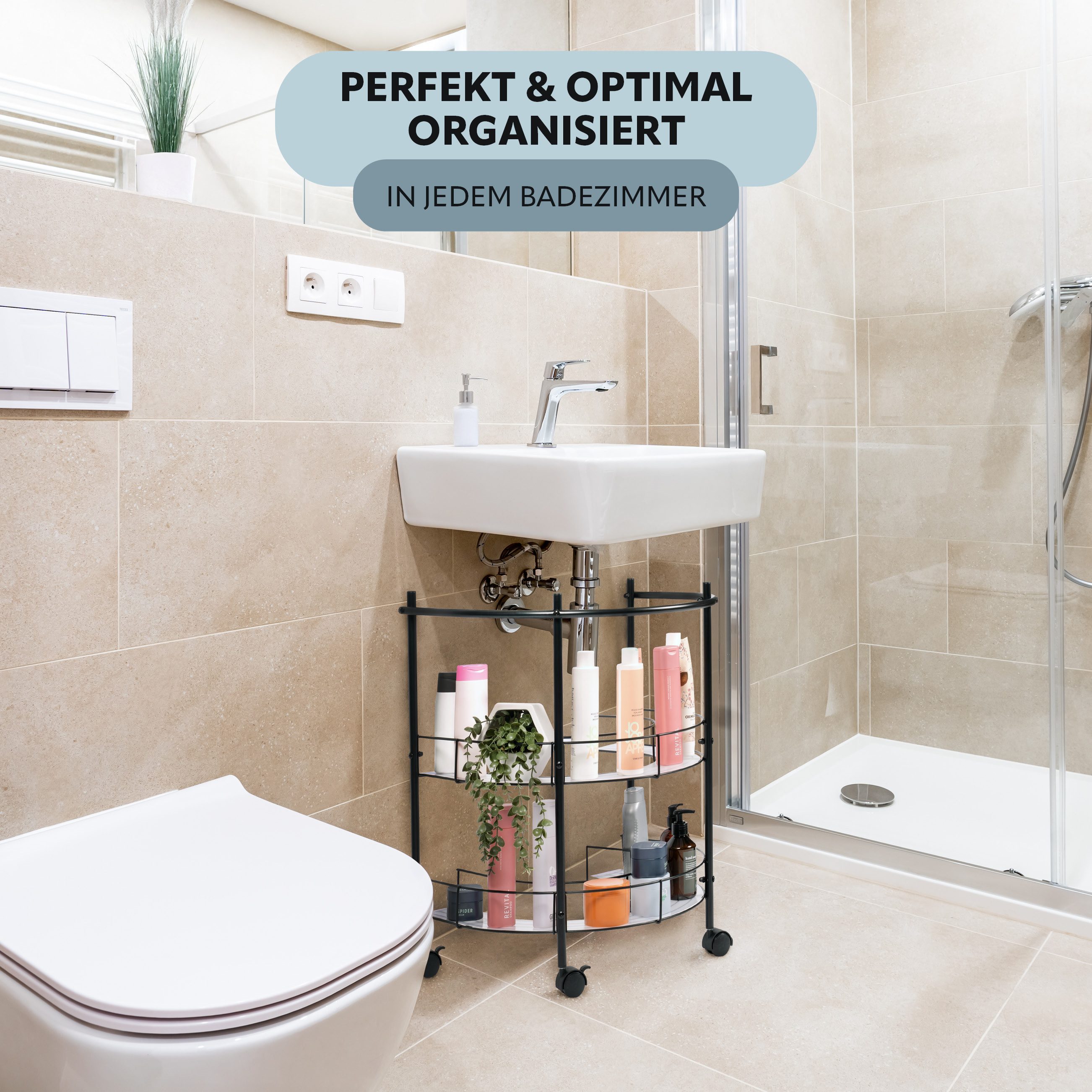 eluno Waschbeckenunterschrank aus Metall mit feststellbaren günstig online kaufen