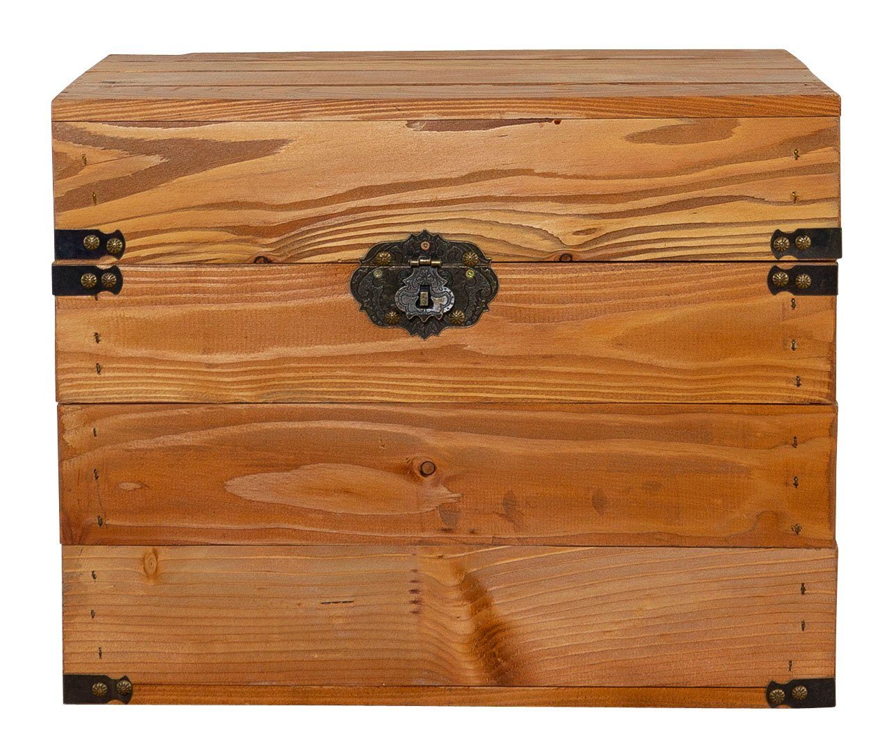 Kistenkolli Altes Land Allzweckkiste Holztruhe mit Deckel Elsa Ocker Schatztruhe Holzkiste Aufbewahrungskis (Spar-Set, 1er Set)