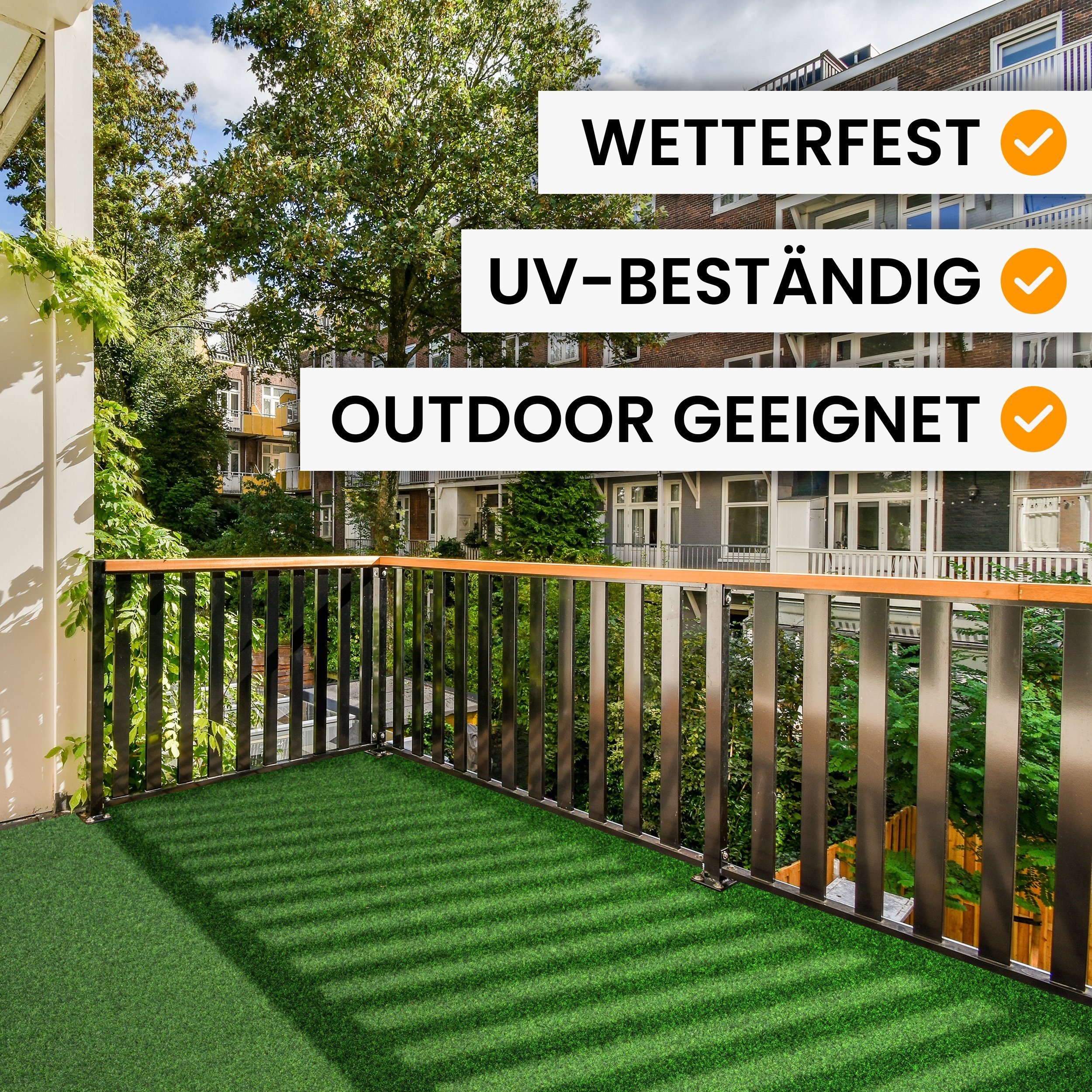 comflor Outdoorteppich Hochwertiger Balkon Teppich, Rasenteppich o. Kunstrasen mit Noppen