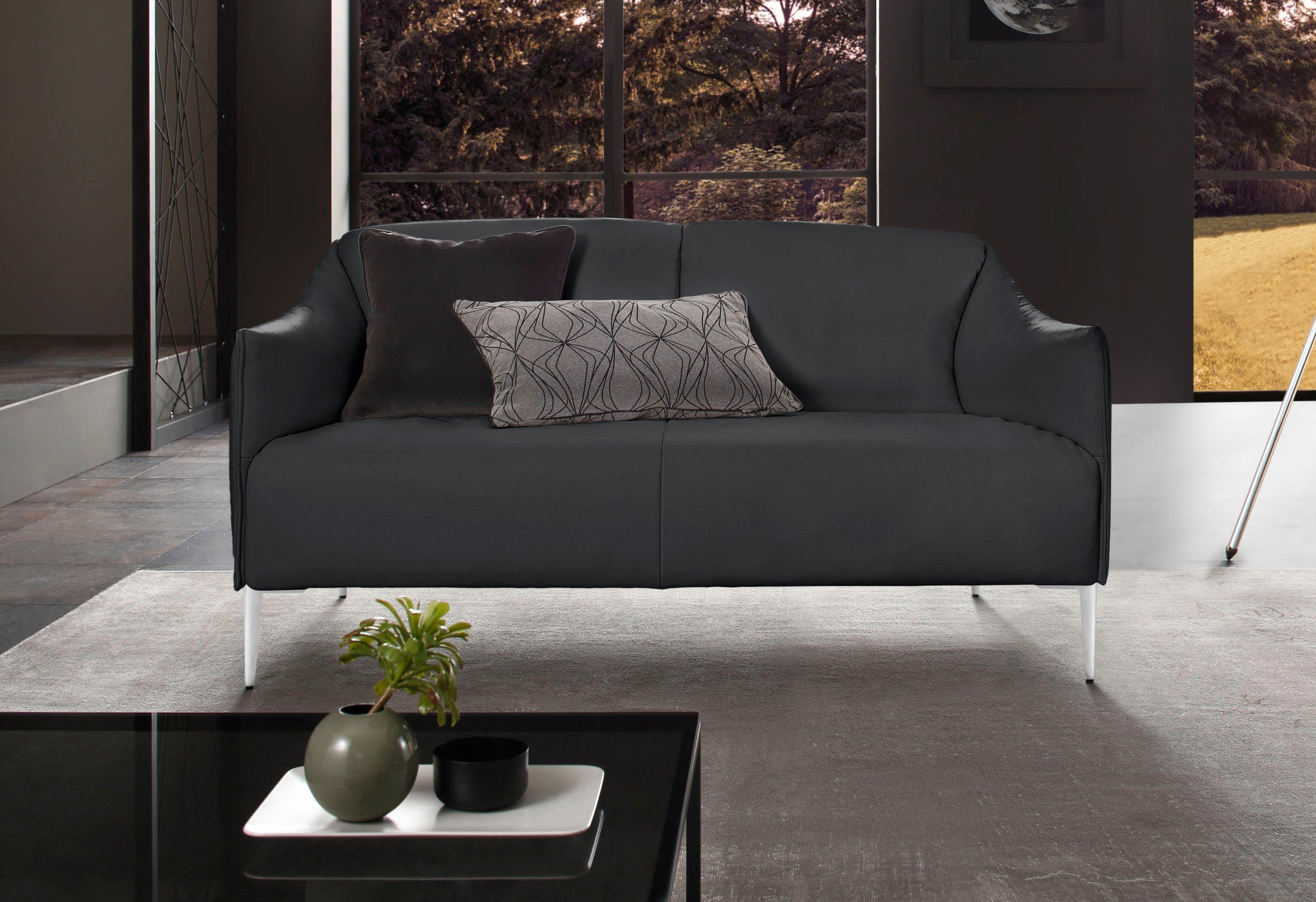 glänzend, 2-Sitzer 154 cm Breite sally, mit Metallfüßen in schwarz W.SCHILLIG Chrom Z59