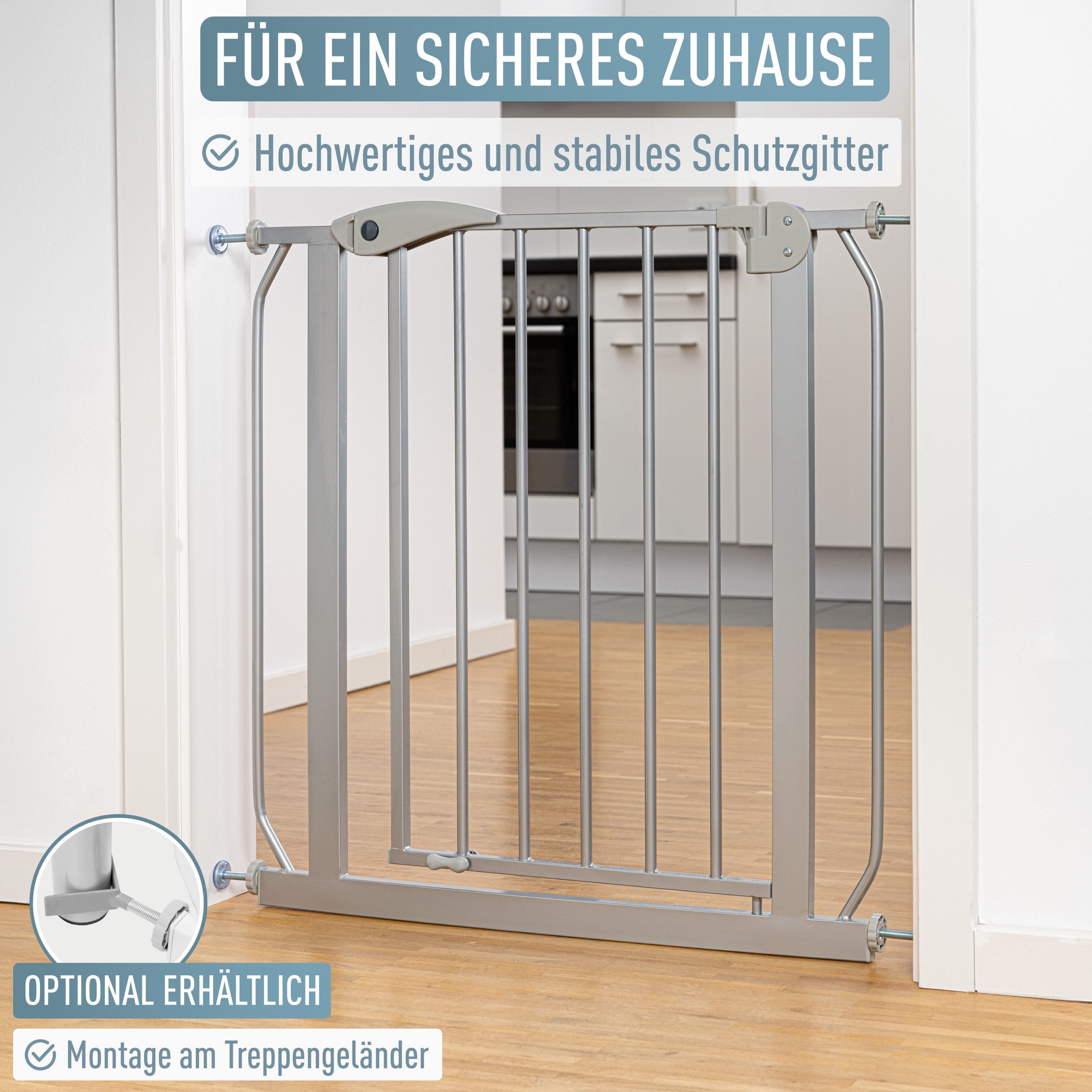 ib style Türschutzgitter Berrin Treppengitter 75-85cm Silber-grau, Sicherhe günstig online kaufen