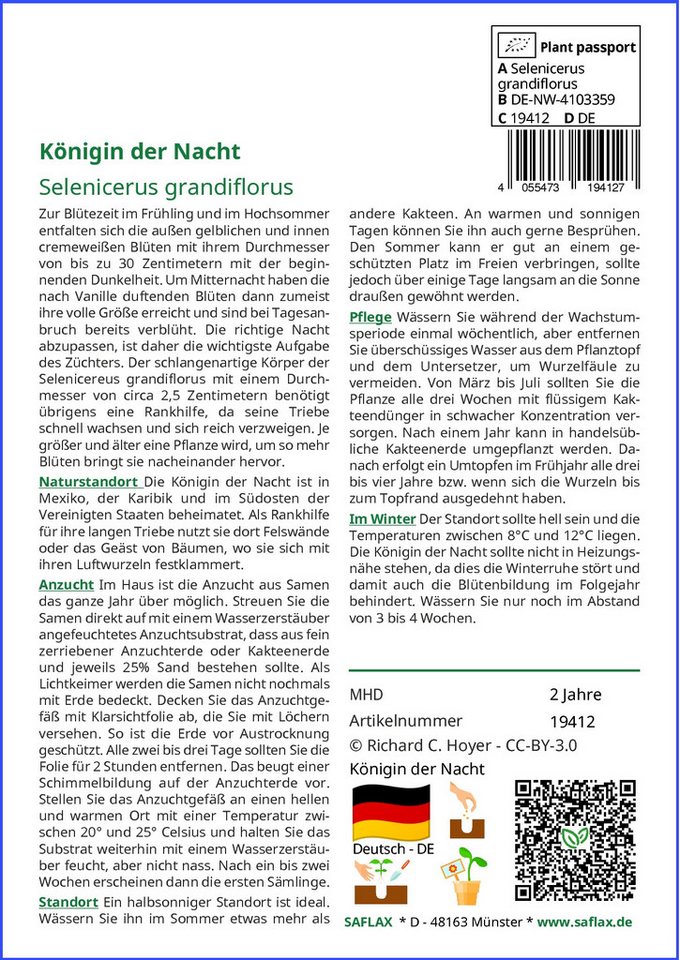 Thumbnail - SAFLAX Blumensamen SAFLAX - Samen - Königin der Nacht