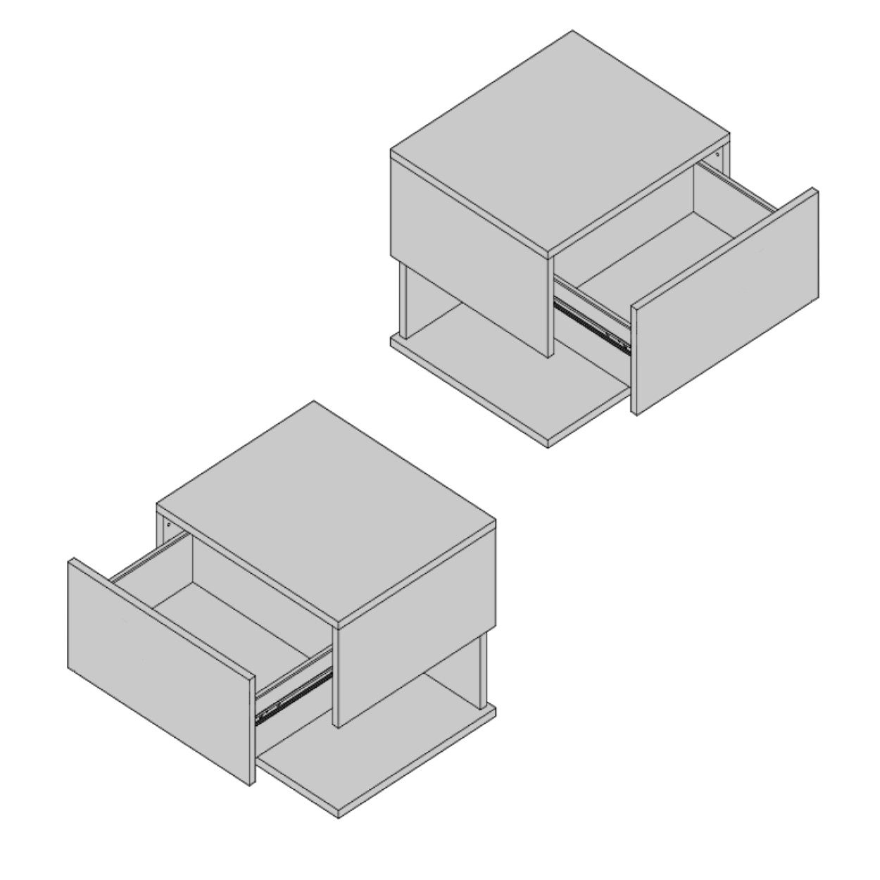 BMG Möbel Nachtschrank Faro 2 (Nachtkonsole) grifflose Schublade, wandhängend, links rechts montierbar – Bild 5 von 5