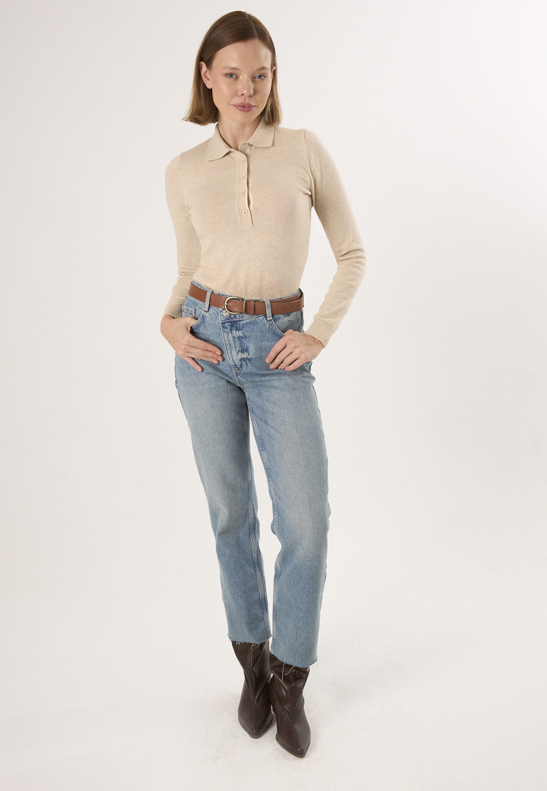 Felix Hardy Polokragenpullover Pullover mit Rollkragen und Knöpfen