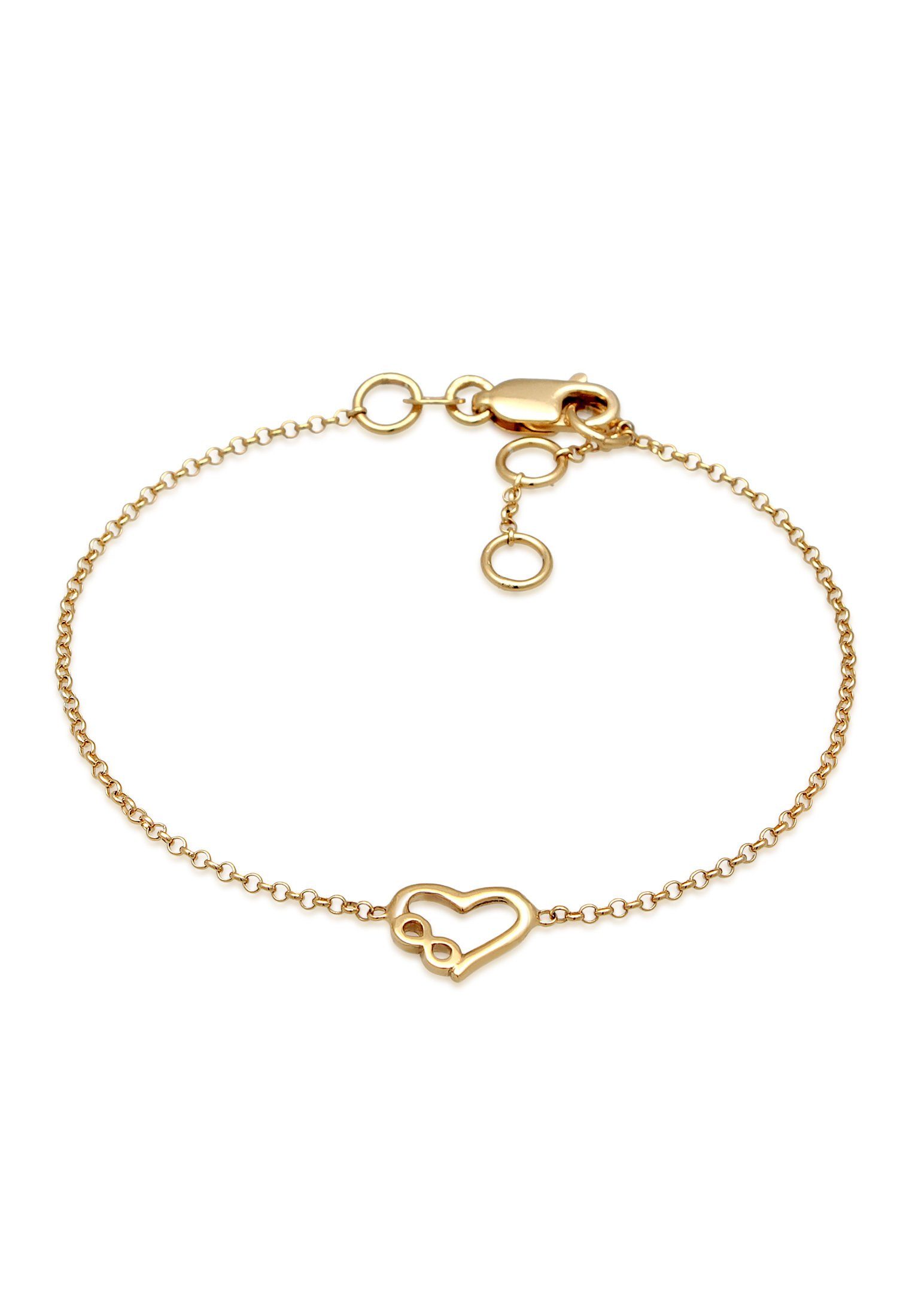 375 Infinity Armband Herz Gelbgold, Liebe Herz Premium Elli Unendlichkeit
