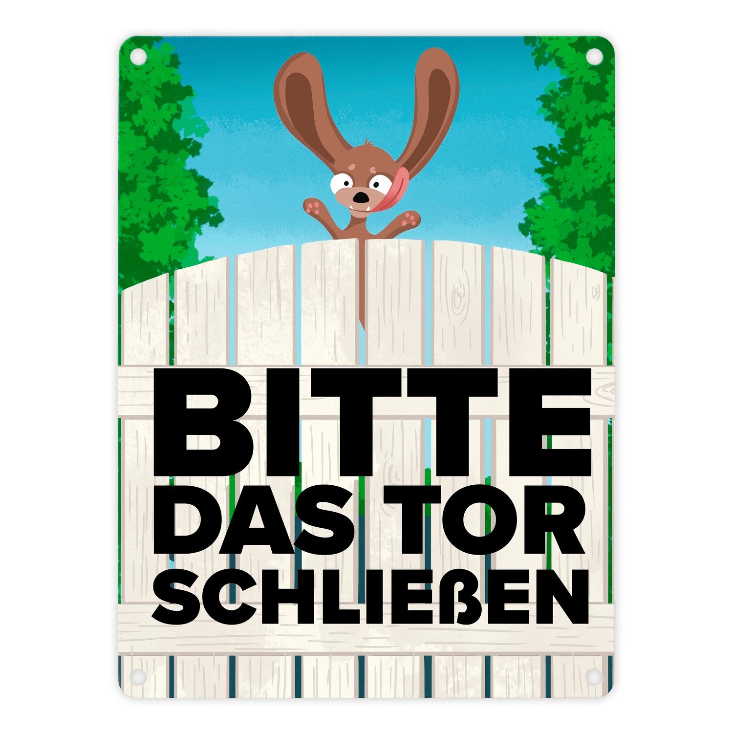 speecheese Metallschild Bitte das Tor schließen Metallschild in 15x20 cm mit lustigem braunem