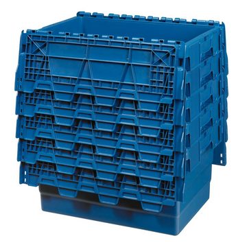 Logiplast Transportbehälter Mehrwegbehälter mit Deckel 60L Volumen – ALC-Behälter Transportbox, (Sparset, 3 Stück), stapelbar und nestbar, mit Antirutschsicherung