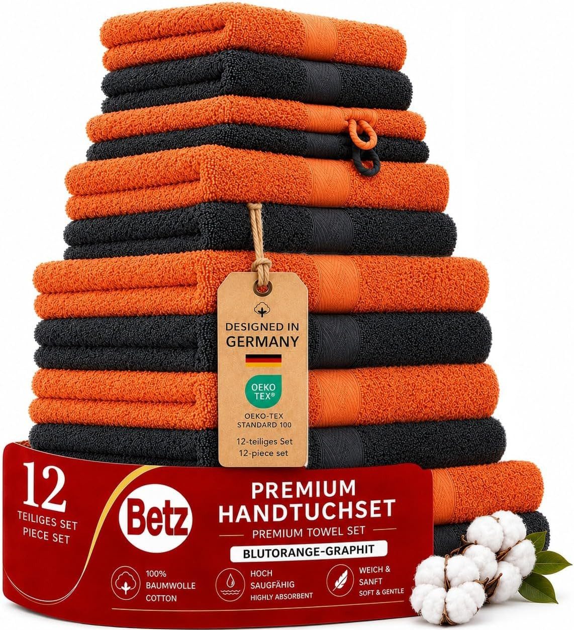 Betz Handtuch Set 12-tlg. Handtücher-Set Premium, 100% Baumwolle (Set, 12-St), 2 Duschtücher, 4 Handtücher, 2 Gästetücher, 2 Seiftücher, 2 WH