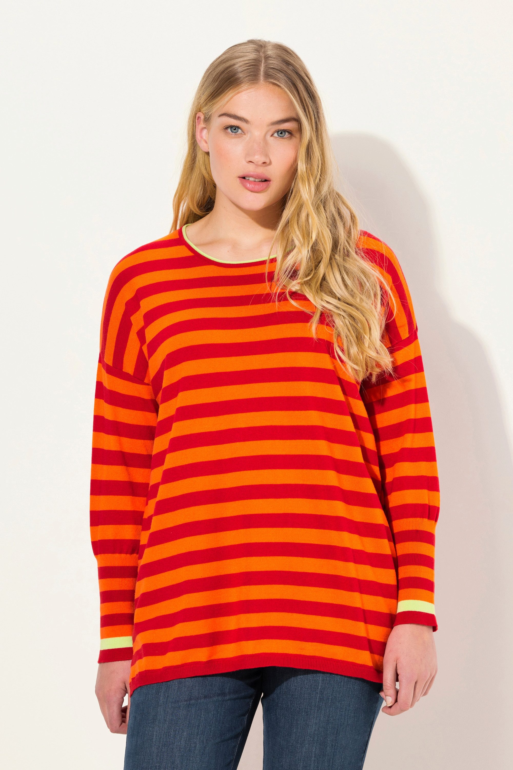 Strickpullover Ringelpullover Strick Langarm Rundhals