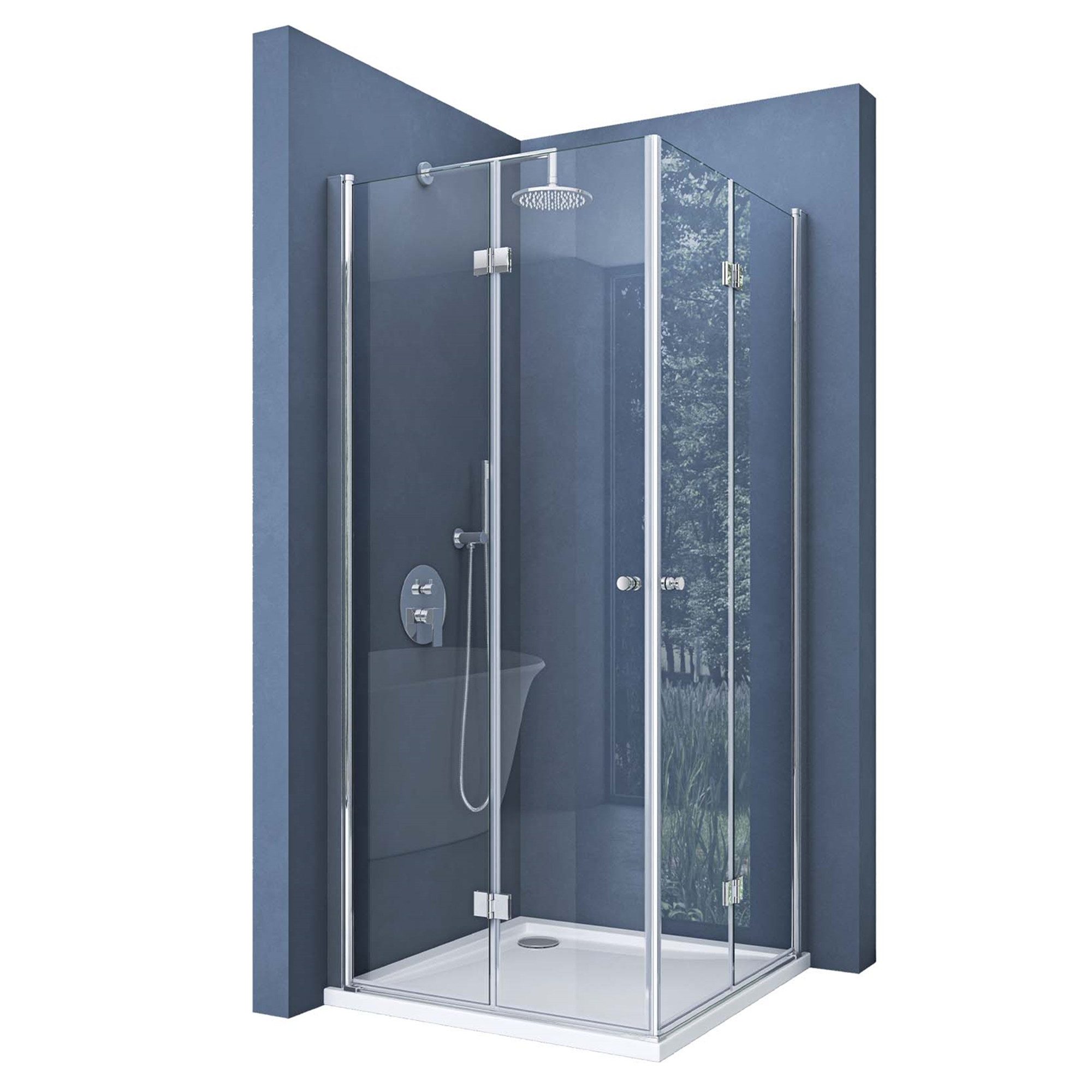 doporro Eckdusche Duschkabine Eckeinstieg 180° Falttür H:190cm 6mm ESG NANO R26, BxT: 70x120 cm, Sicherheitsglas, Drehfalttür Links oder Rechts frei wählbar
