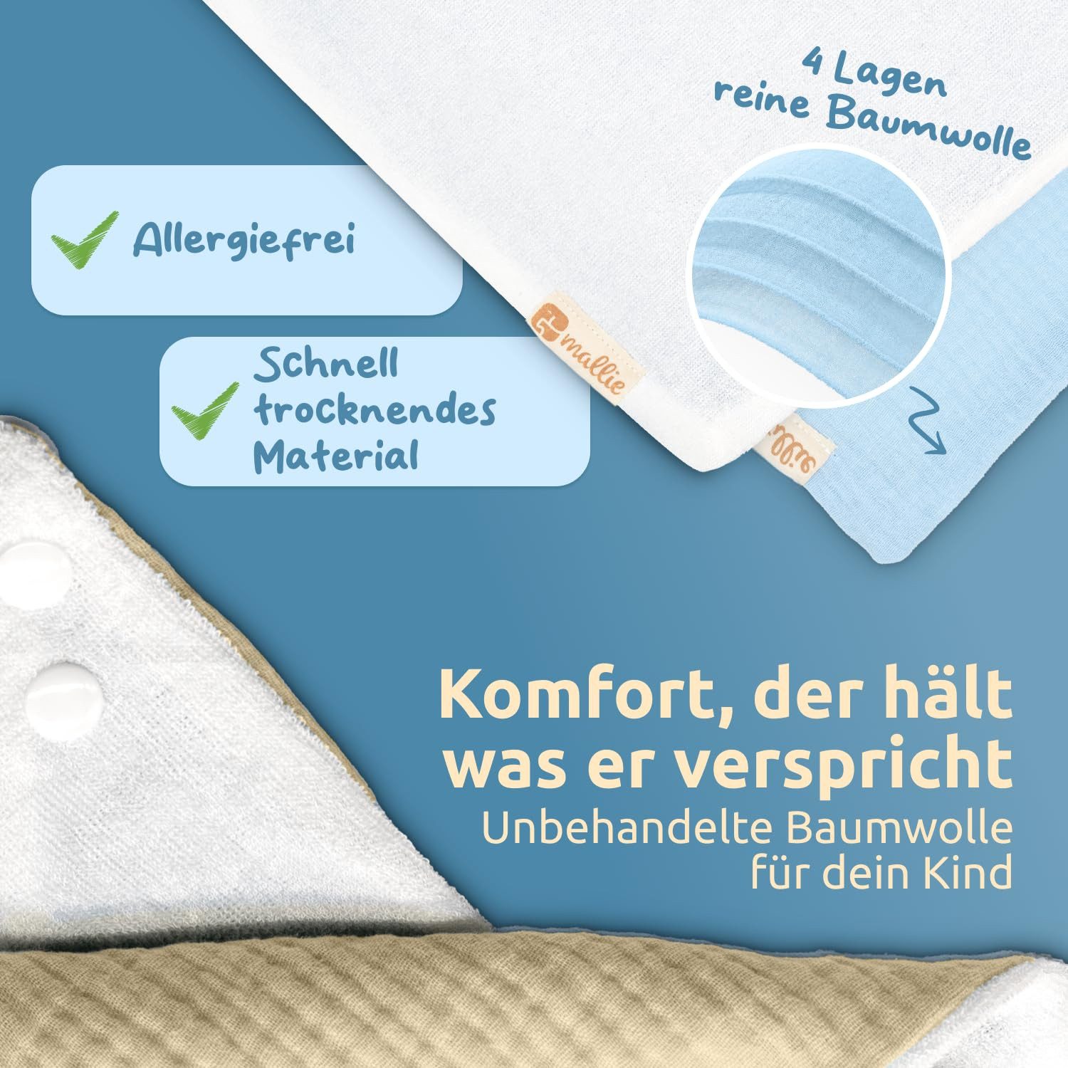 Mallie Lätzchen Musselin Lätzchen Baby im 6er oder 8er Set, (Als Bibs, Dreieckstuch Baby, Baby Lätzchen -, 6-St., Musselin Halstuch Baby, Musselintücher Baby und Babylätzchen), Sabberlätzchen Baby Halstücher Baby