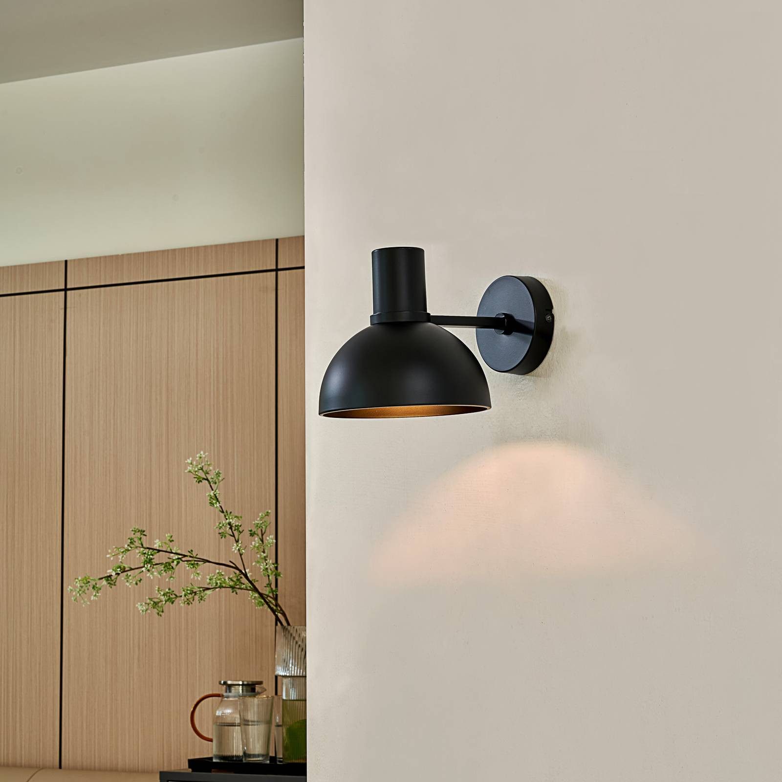 Lucande Wandleuchte Mostrid, Metall, Schwarz IP20, 1 x 15 W LED