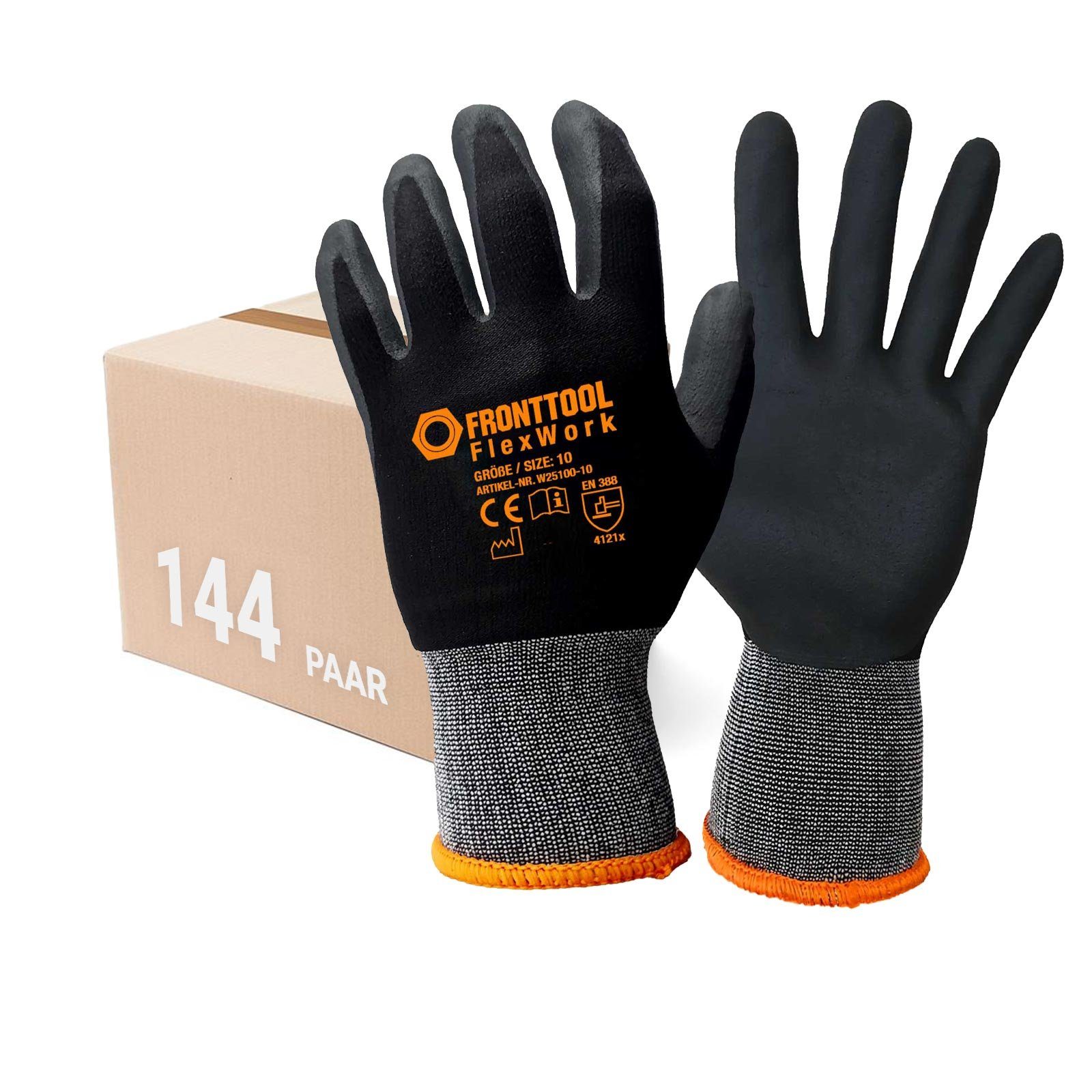 Nitril-Handschuhe Arbeitshandschuhe FlexWork Schutzhandschuhe Gartenhandschuhe 144 Paar