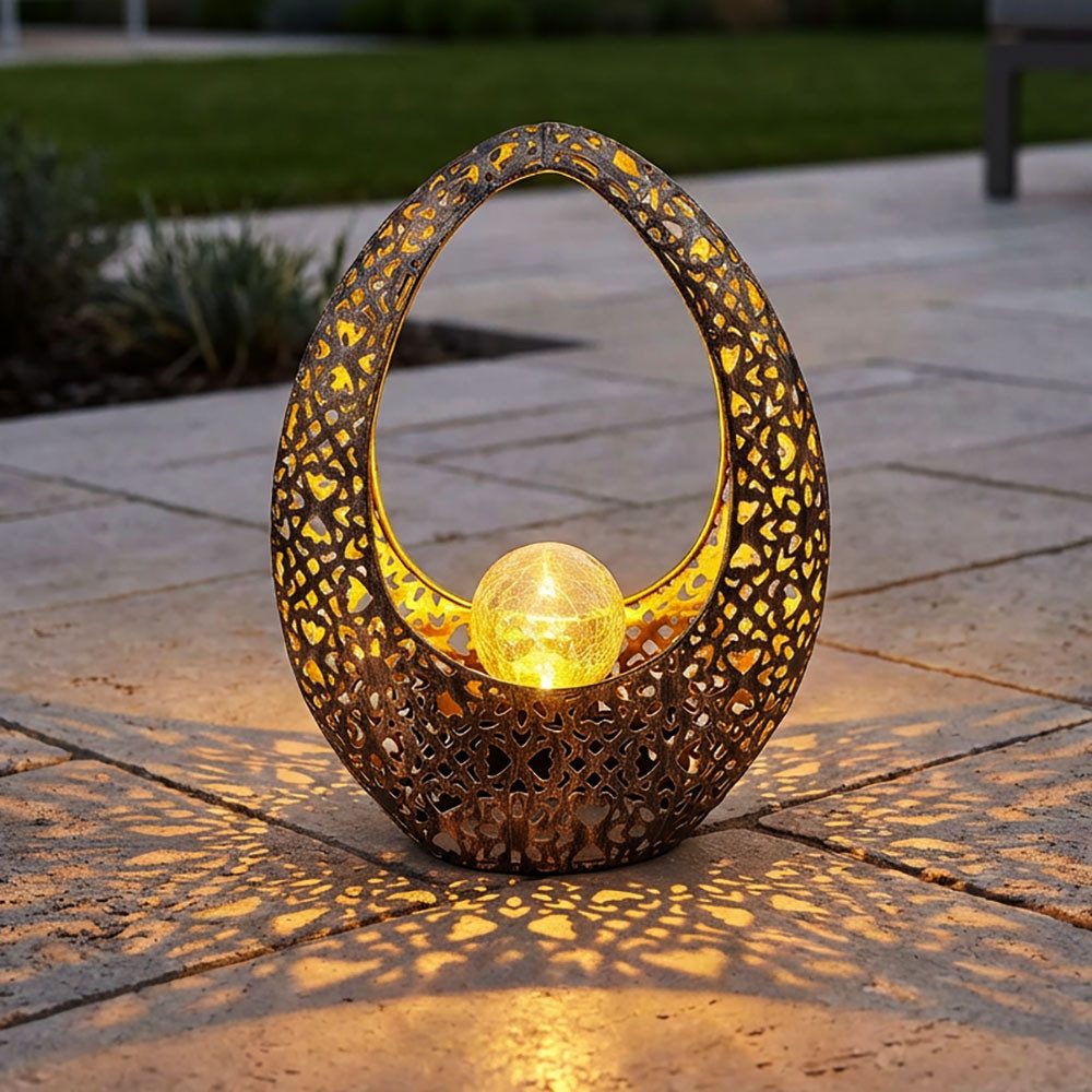 GLOBO LIGHTING LED Solarleuchte, LED-Leuchtmittel fest verbaut, Warmweiß, Orientalische Solarlampen für Außen Gartendeko Outdoor Balkon