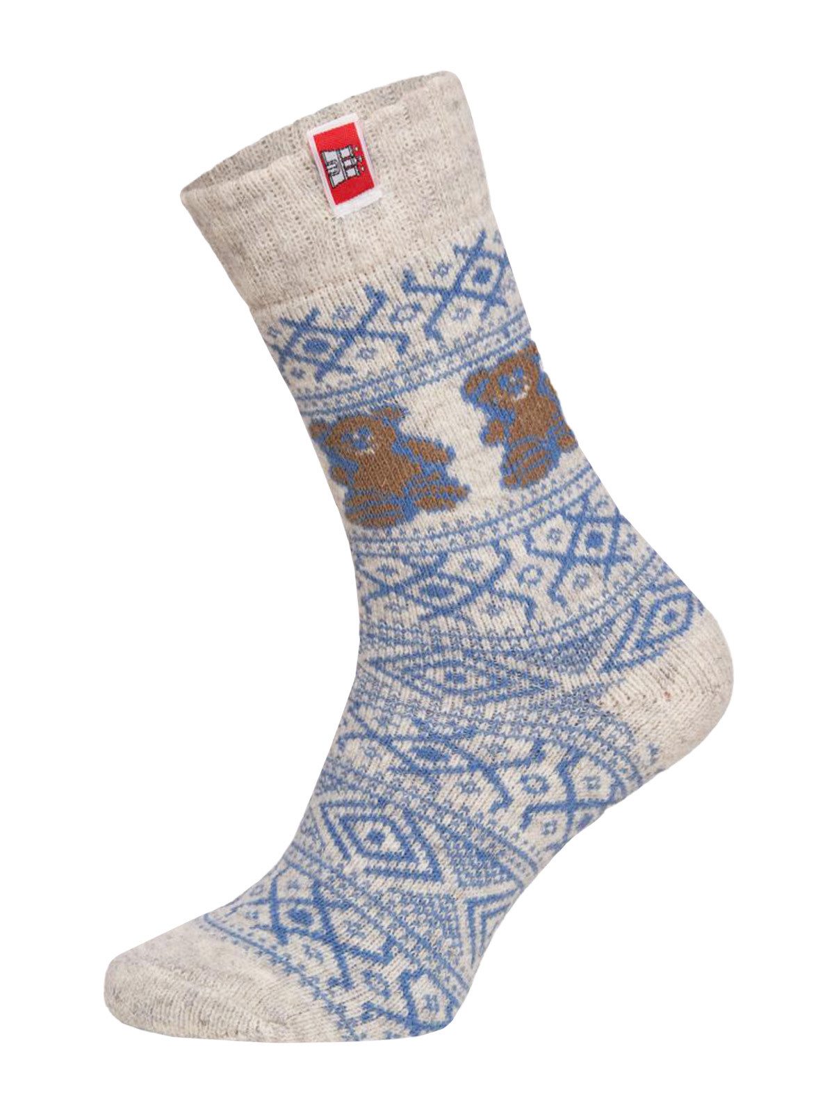 Socken Wollsocke Thick Flag Teddy wollweiss/blau - 1 Paar