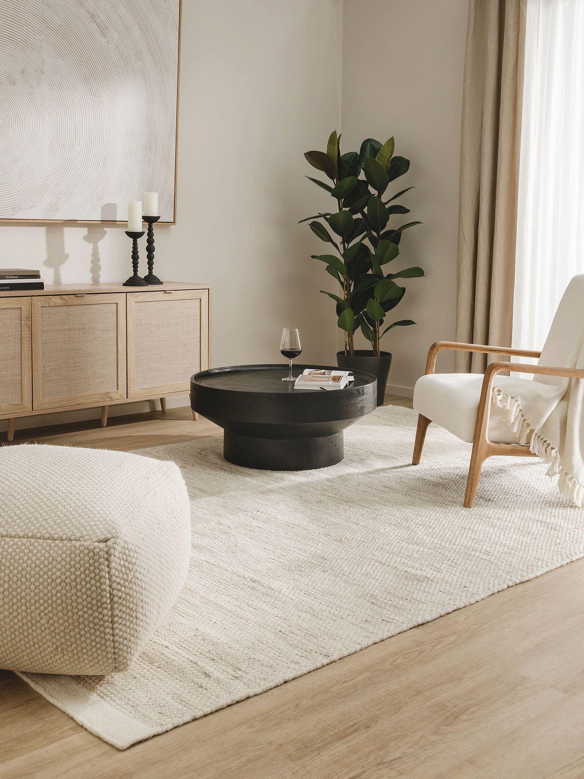 benuta Wollteppich Rocco, rechteckig, Höhe: 5 mm, Teppich Wohnzimmer, Schlafzimmer, Esszimmer, Flur, Kunstfaser, Cozy