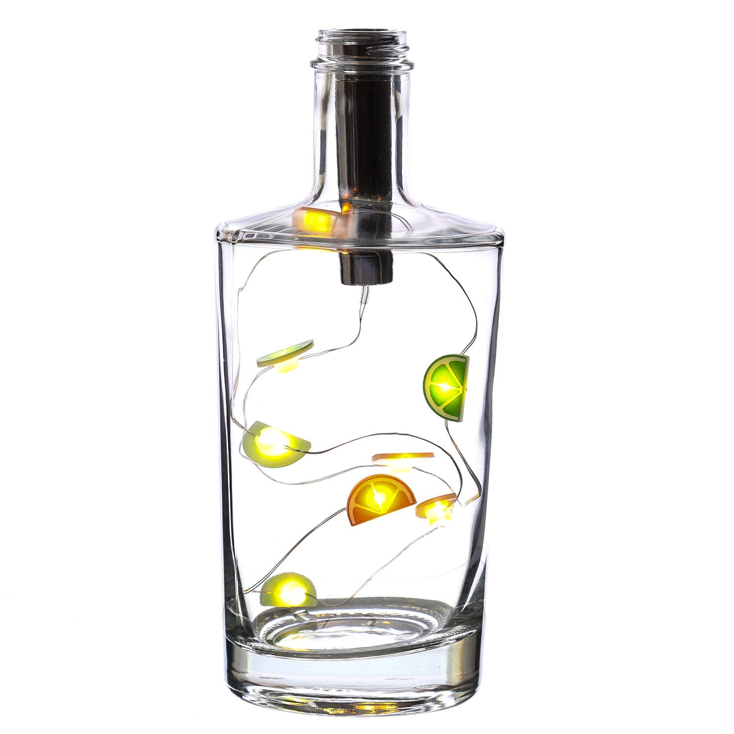 MARELIDA LED-Lichterkette LED Lichterkette Flaschen Korken Flaschenlicht Orange Limette Timer, 8-flammig