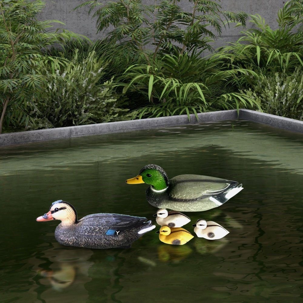 etc-shop Dekofigur, Teichenten für Gartenteich Entenfamilie Schwimmente für Teich