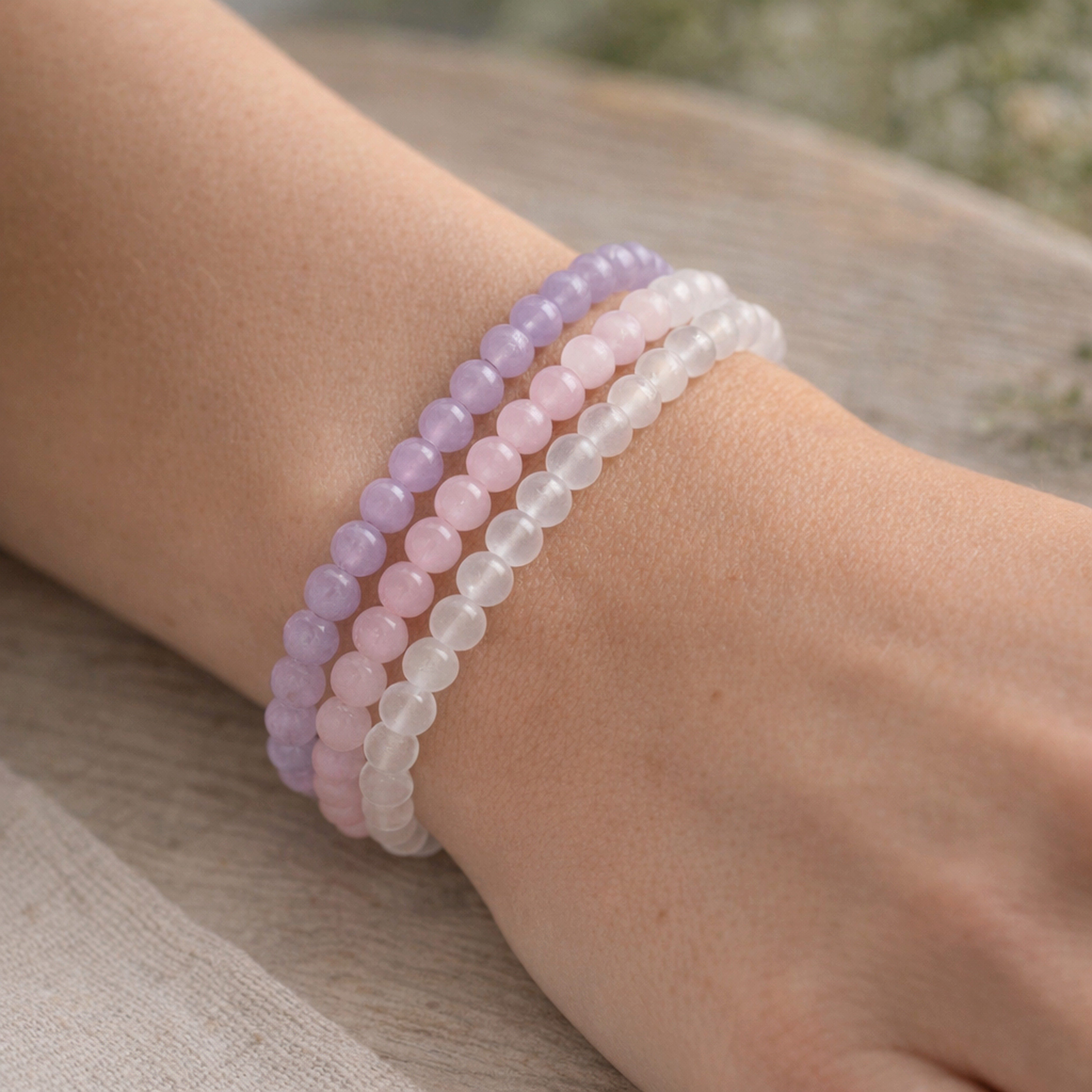 Lebensquelle Plus Armband Kunzit Mini-Kugelarmband, 4 mm – Bild 5 von 5