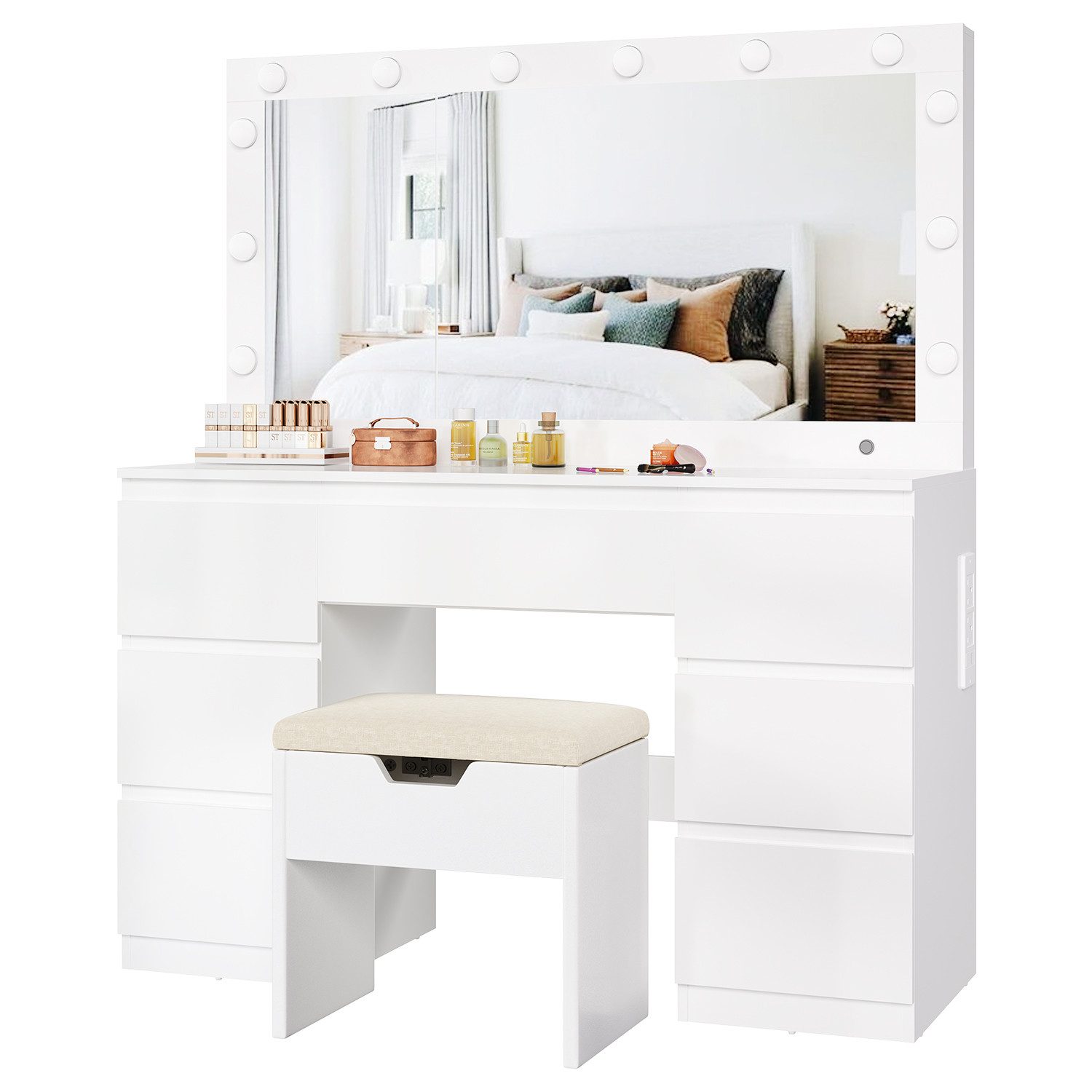 HOMALL Schminktisch Großer Schminktisch, Maße 120 x 40 x 140 cm, mit Schmuc günstig online kaufen