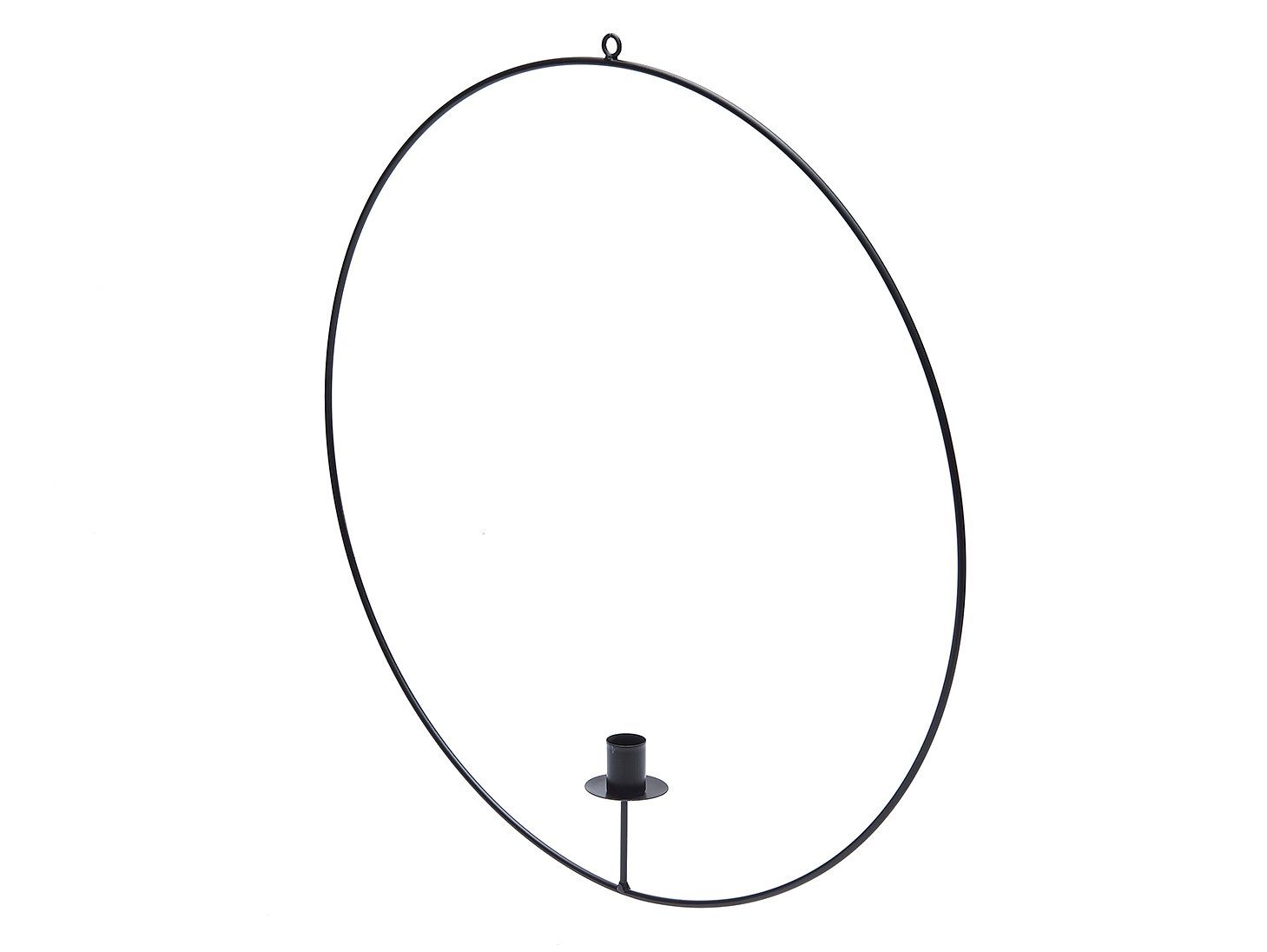 Dekoobjekt Schwarz mit zum 50cm Durchmesser Kerzenhalter Metallring NaDeco Hängen,
