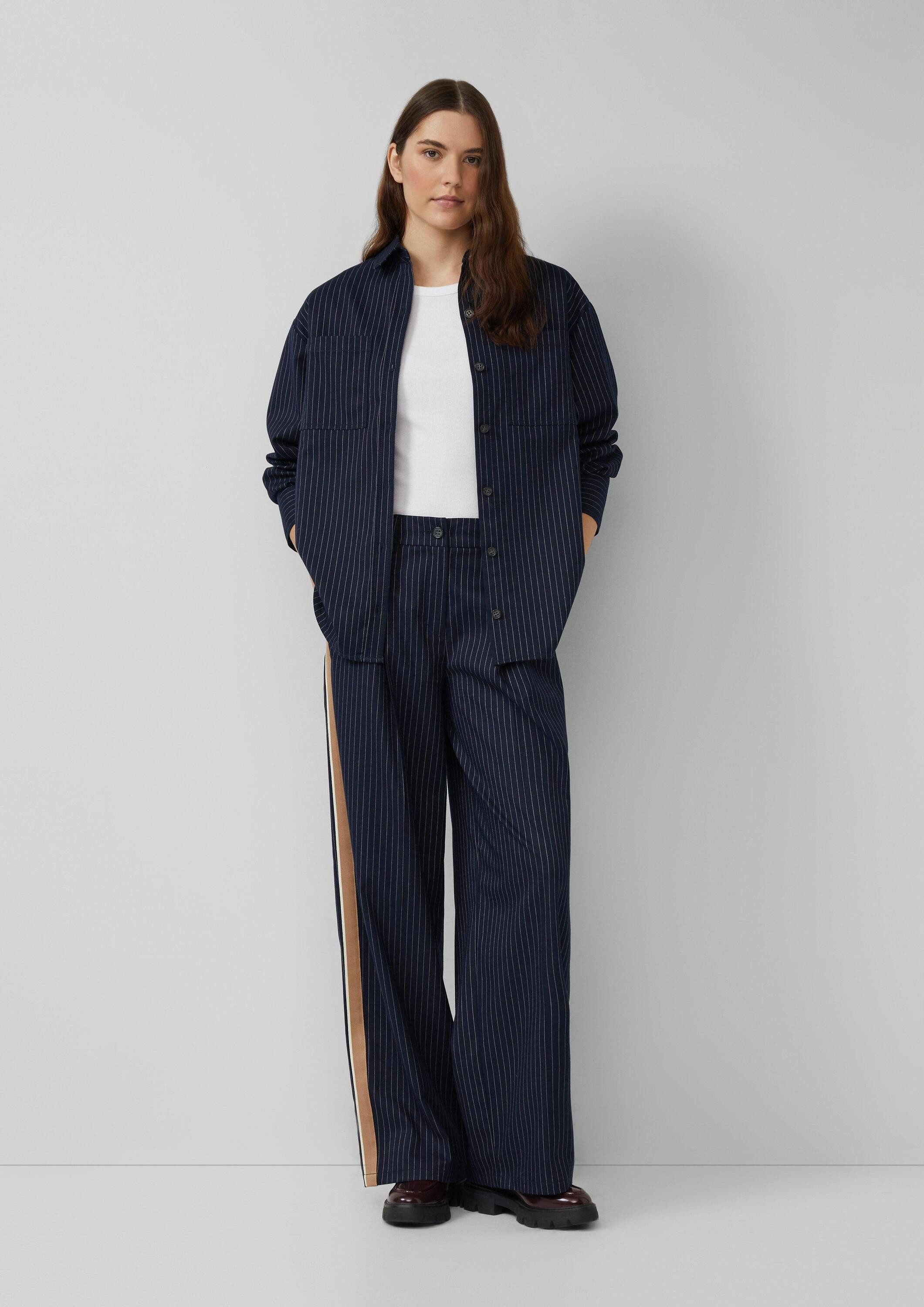 s.Oliver Chinos Hose High-Rise-Hose mit Bundfalte und Nadelstreifen