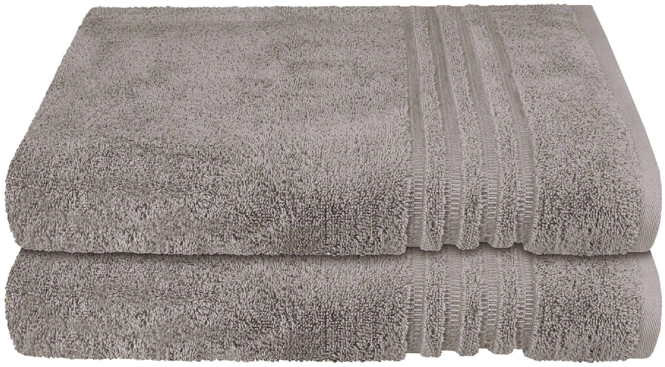 Schiesser Duschtücher Milano aus 100% Baumwolle mit eleganter Bordüre in Hoch-Tief-Optik, Frottier (Set, 2-St), Made in Green