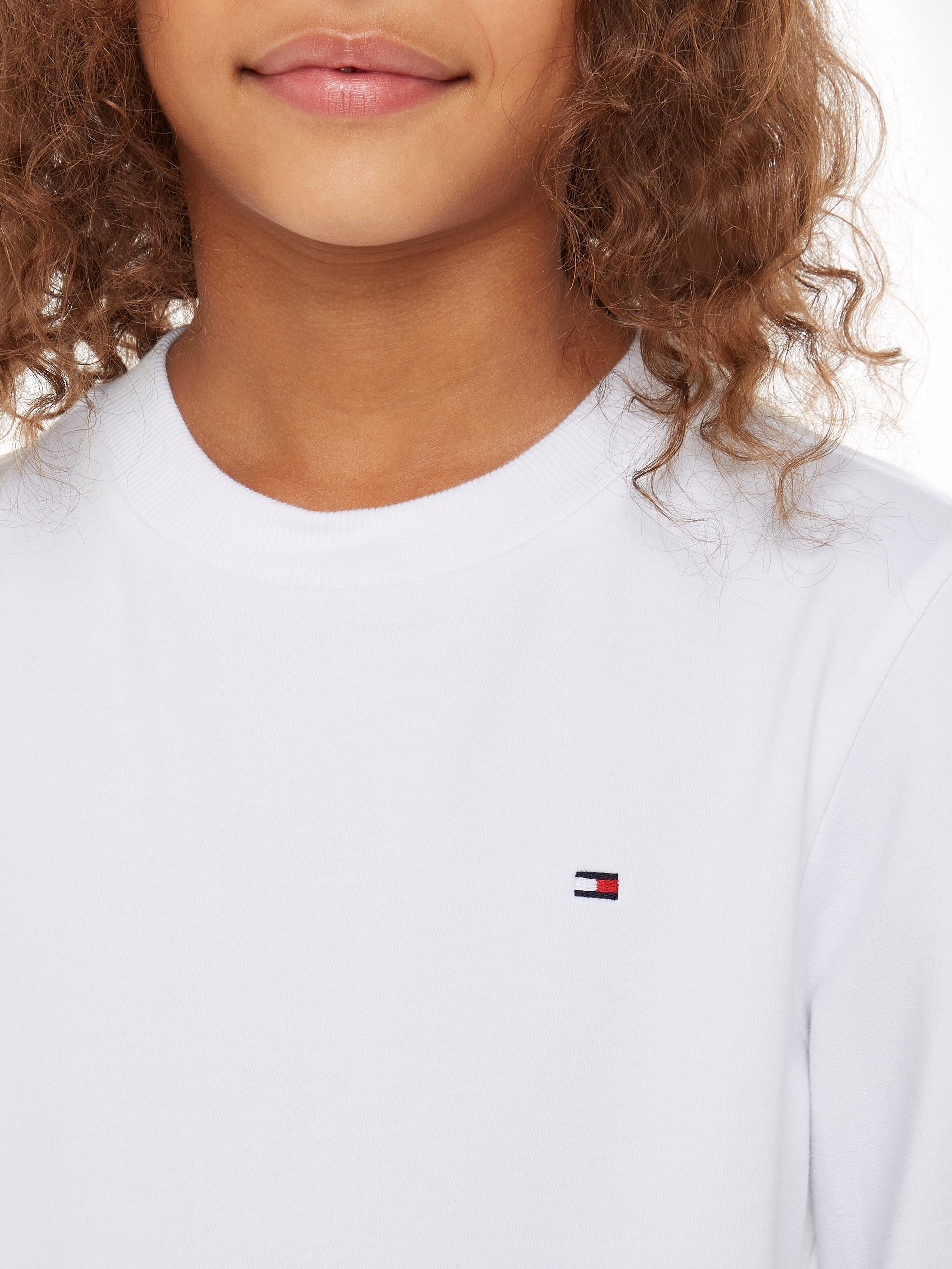 Tommy Sweatshirt White SOLID mit Hilfiger Logo-Flag SWEATSHIRT Tommy Hilfger