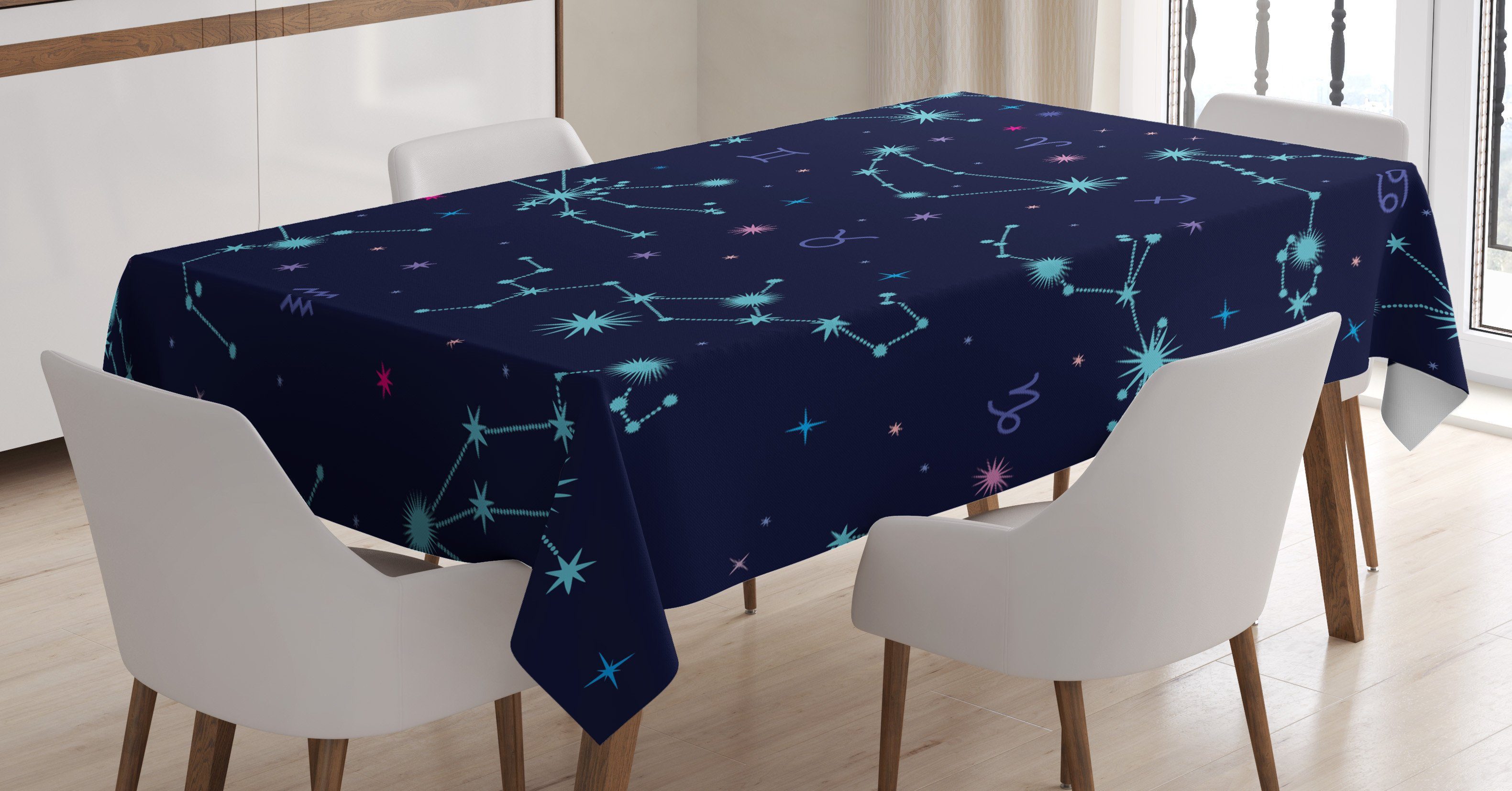 Abakuhaus Tischdecke Farbfest Waschbar Für den Außen Bereich geeignet Klare Farben, Astrologie Punkte-Horoskop