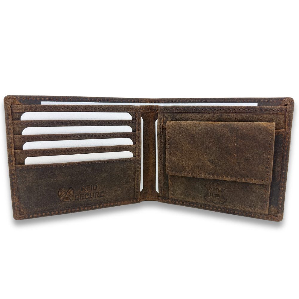 Fomax Geldbörse aus braunem Wildleder mit RFID Schutz, Portemonnaie 100% Ec günstig online kaufen