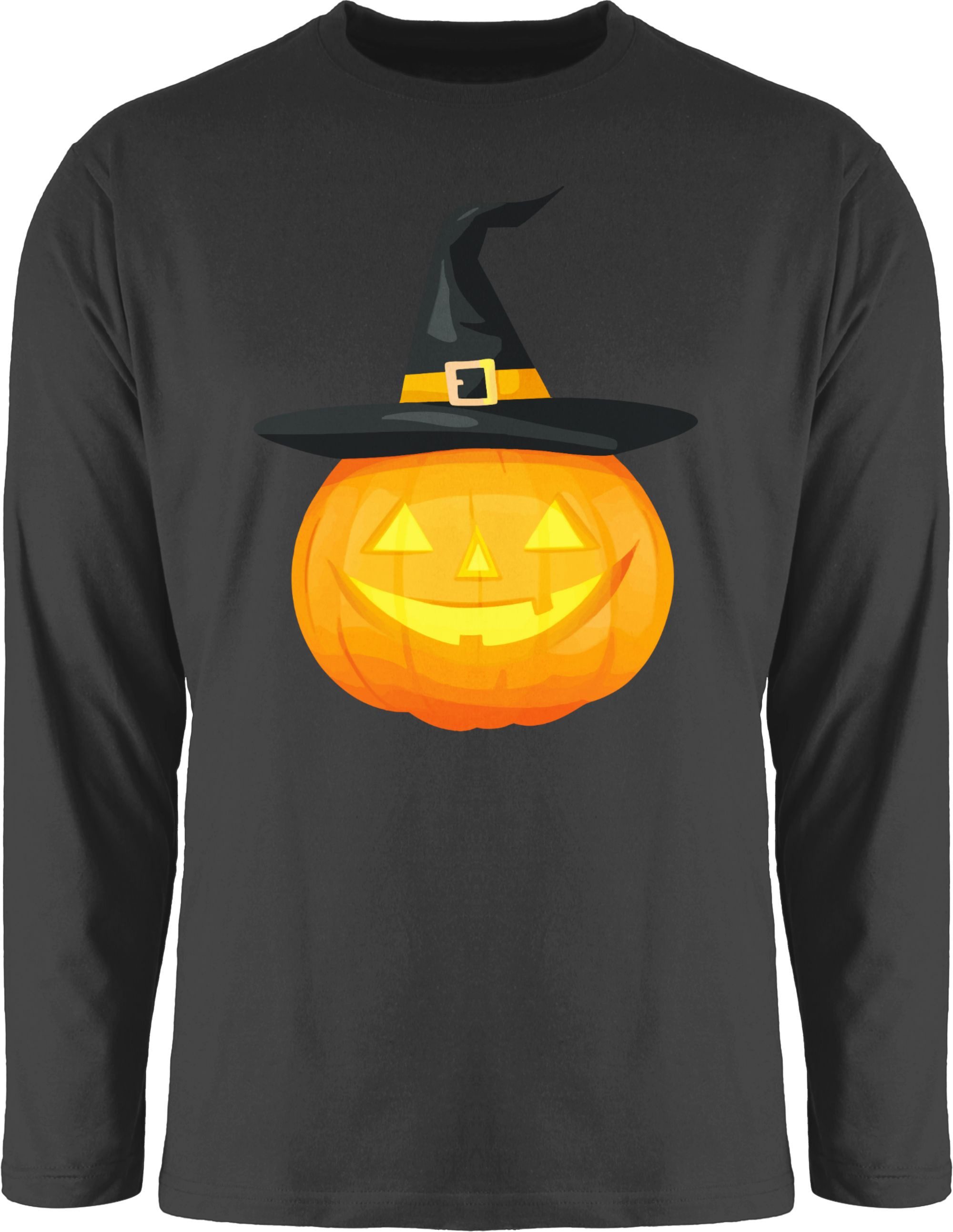 Shirtracer Rundhalsshirt Halloween Kürbis, Grinsender Kürbis, Jack o Lantern, Hexenkürbis, Halloween Kostüme Herren