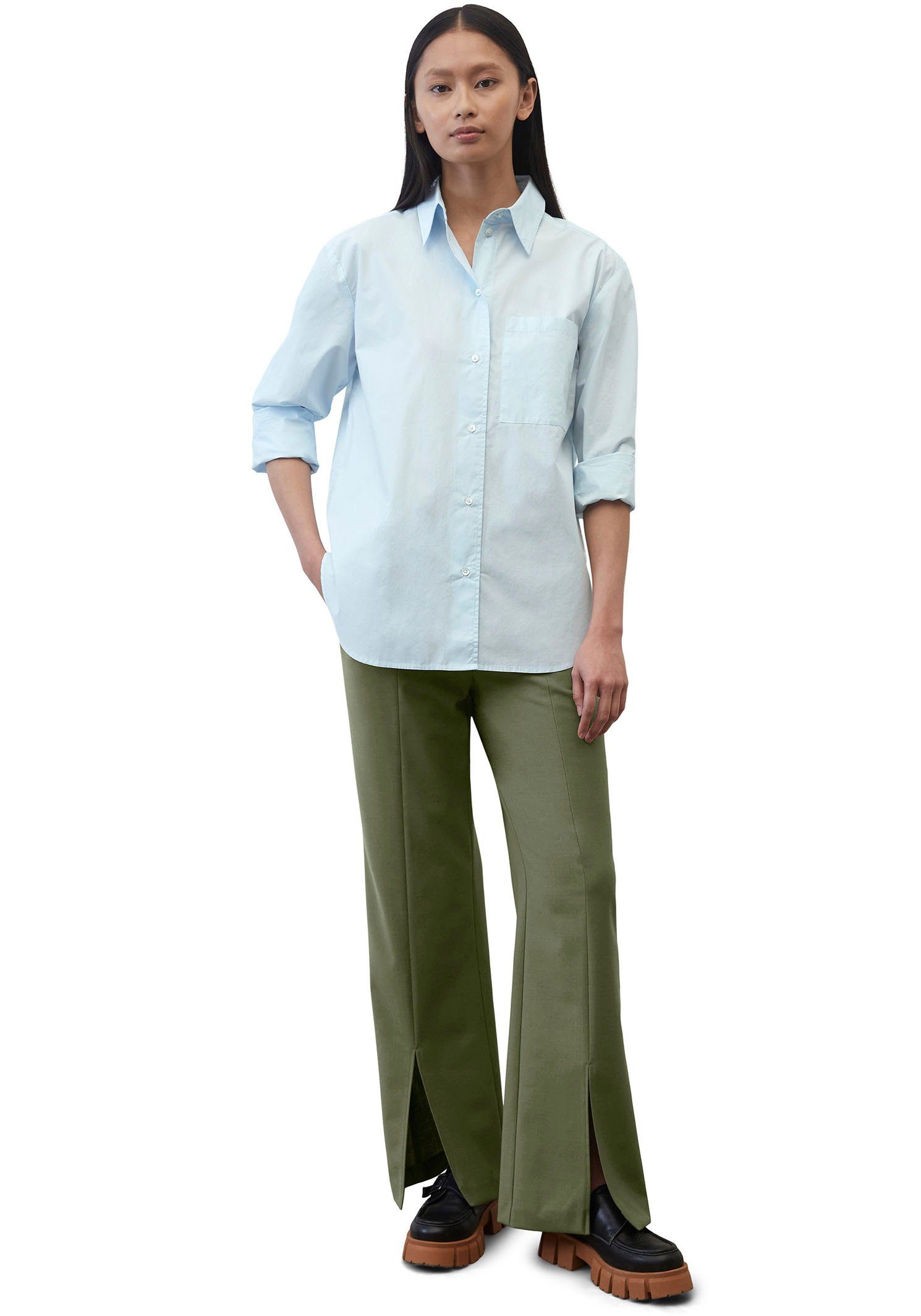 Marc O'Polo Hemdbluse Blouse, long aufgesetzten Brusttasche einer solid kent hellblau pocket, sleeve, patched collar, mit