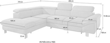 COTTA Polstergarnitur Driver, (Set, 2-tlg), bestehend aus Ecksofa und Hocker, mit Kopfteilverstellung